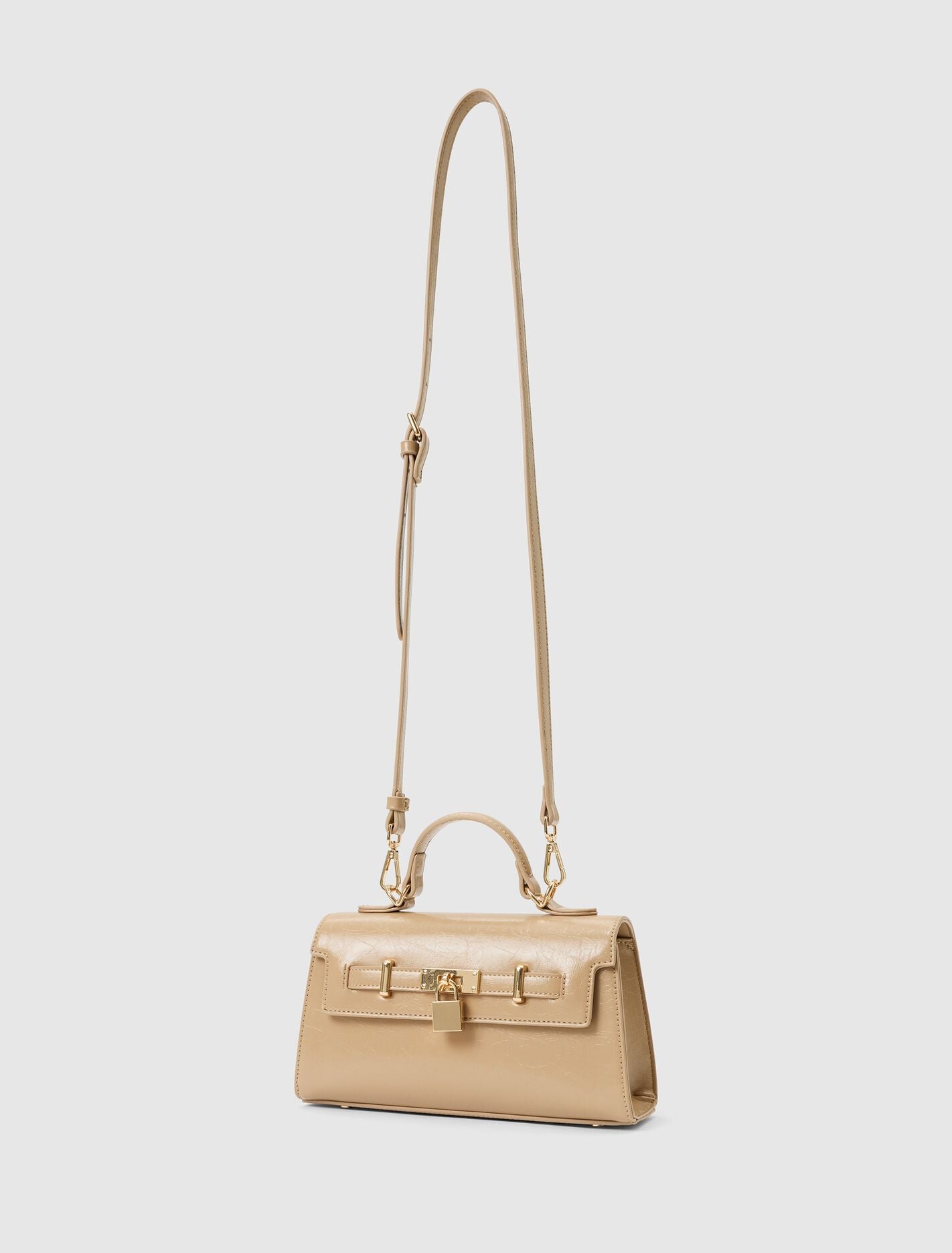 Liana Lock Detail Top Handle Bag Nude | Forever New