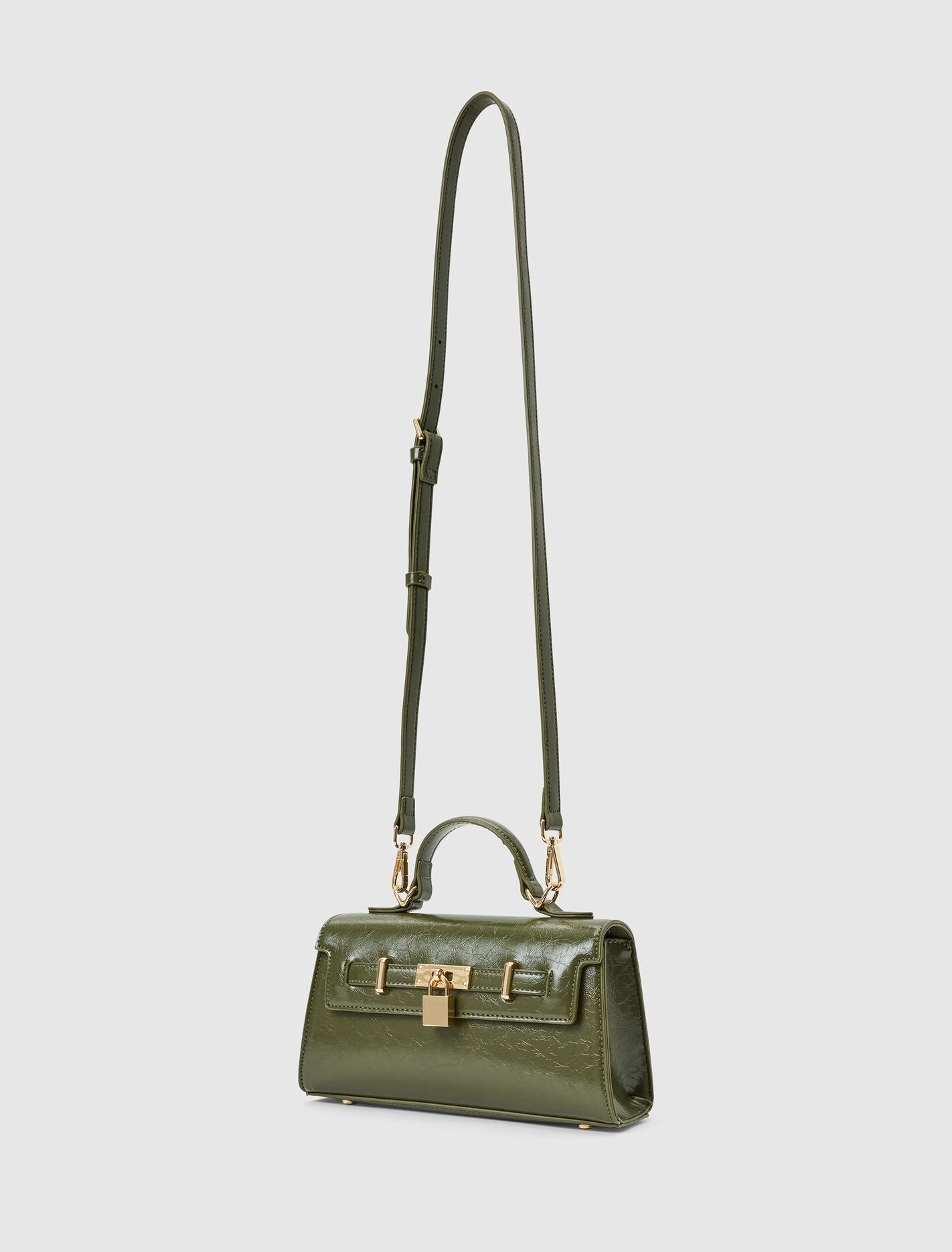 Liana Lock Detail Top Handle Bag Olive | Forever New