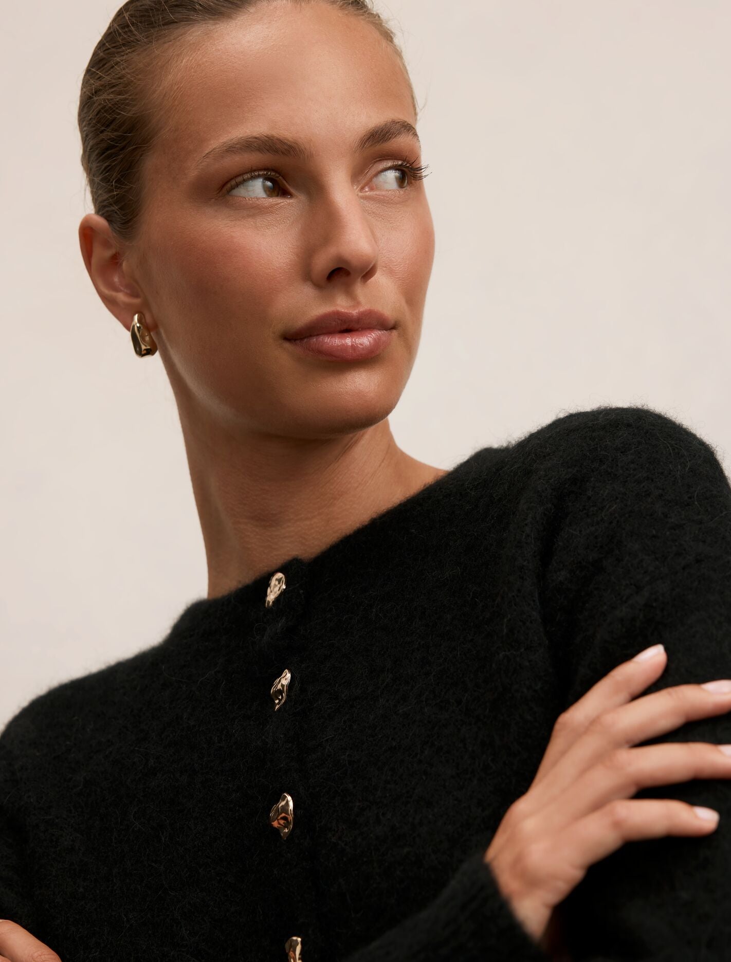 Tilly Crew Neck Cardigan Black | Forever New