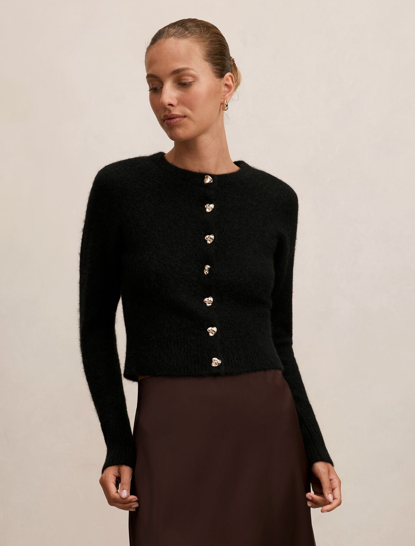 Tilly Crew Neck Cardigan Black Forever New