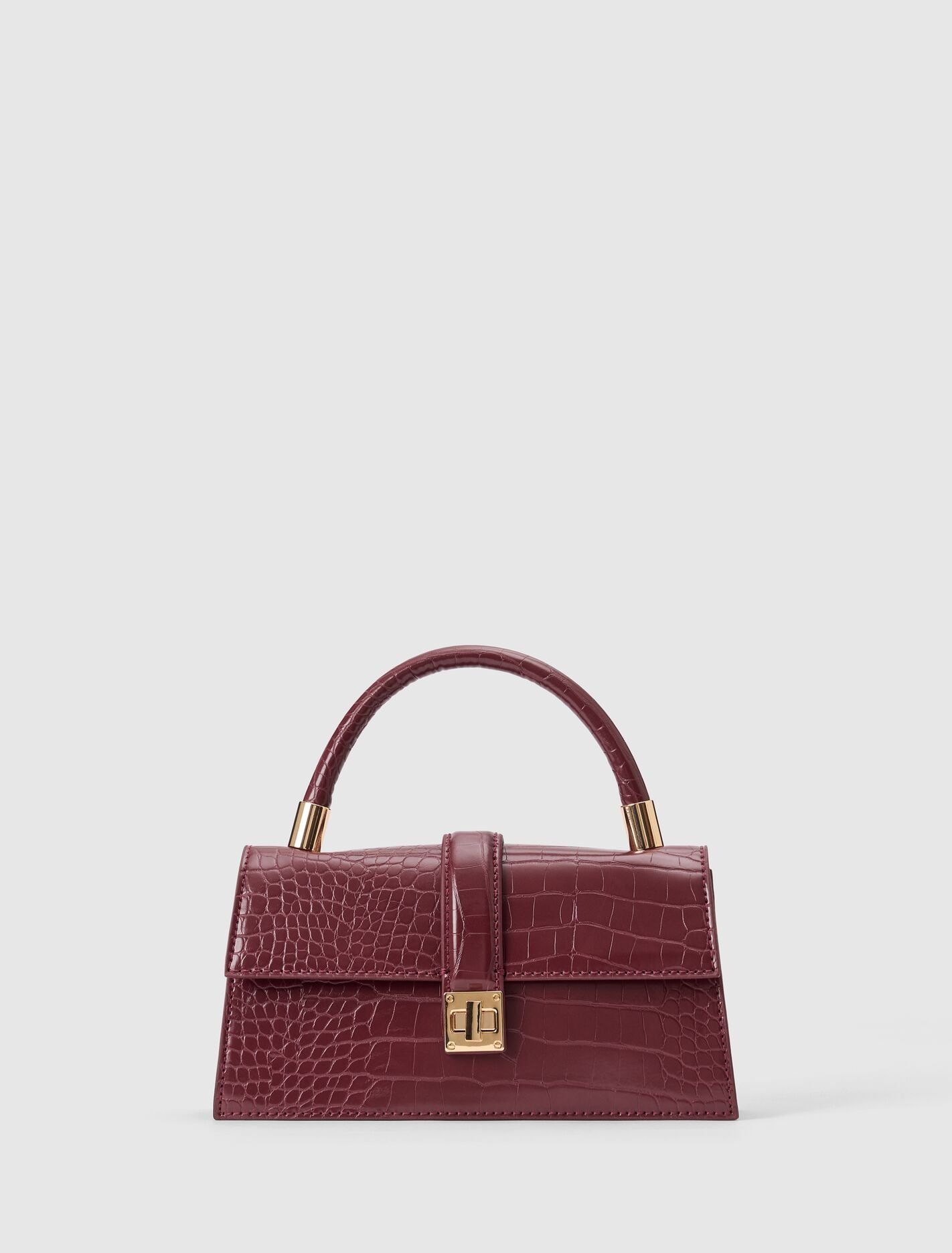 Violet Lock Detail Top Handle Bag 0 Vintage Merlot Forever New