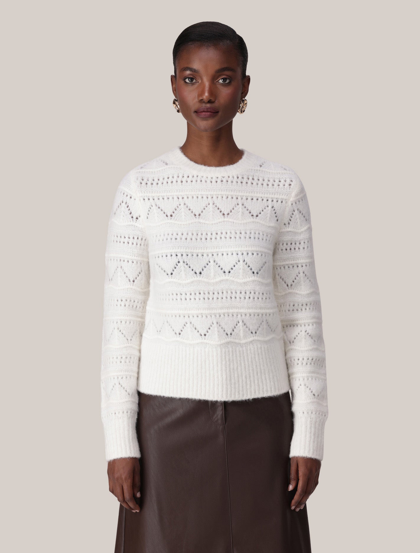 Ellie Pretty Stitch Sweater Cream Forever New
