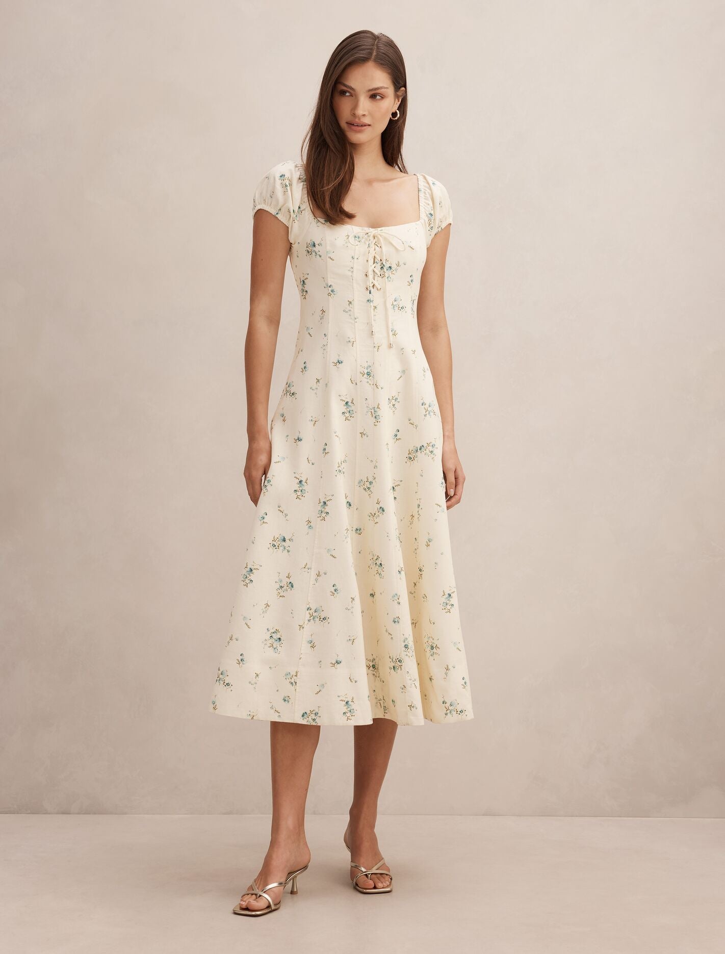 Sallie Tie Front Midi Dress Elmira Ditsy Forever New