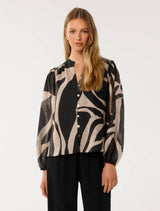 Adaline Printed Blouse Black Drew Abstract Forever New