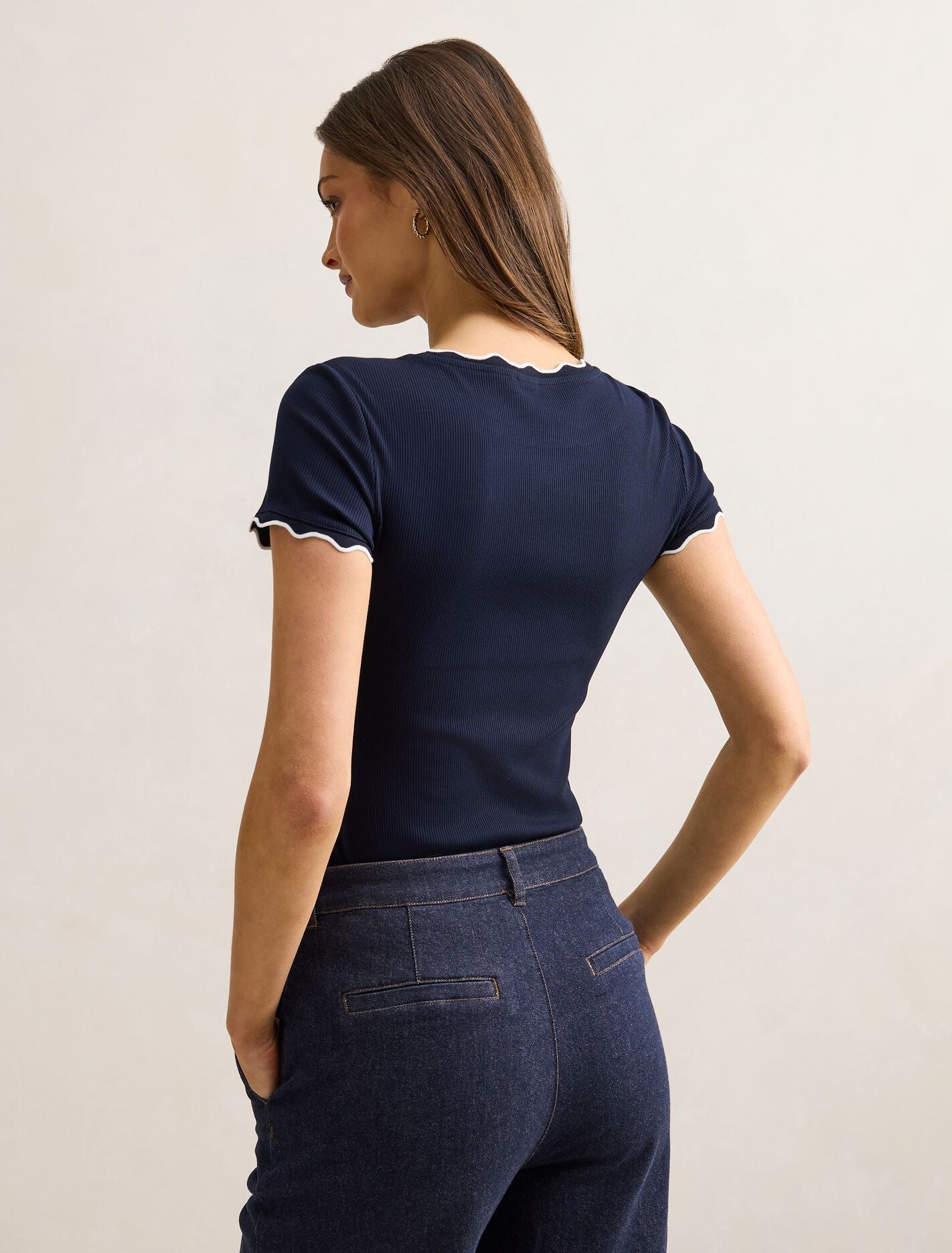 Rebecca Scallop Trim T-shirt Forever New