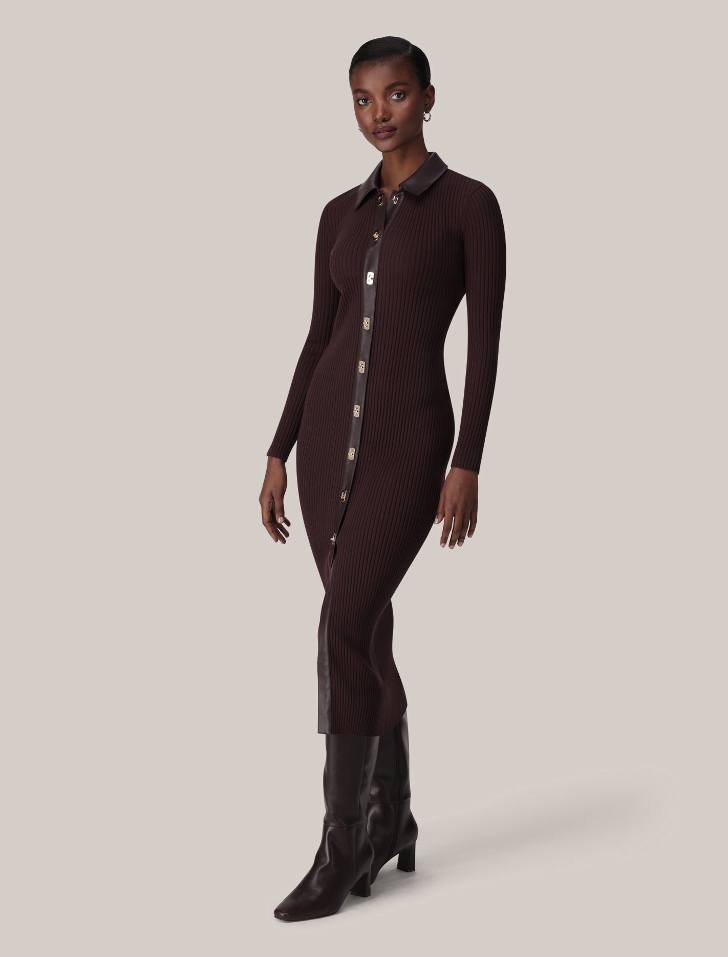 Alex PU Insert Midi Dress Forever New