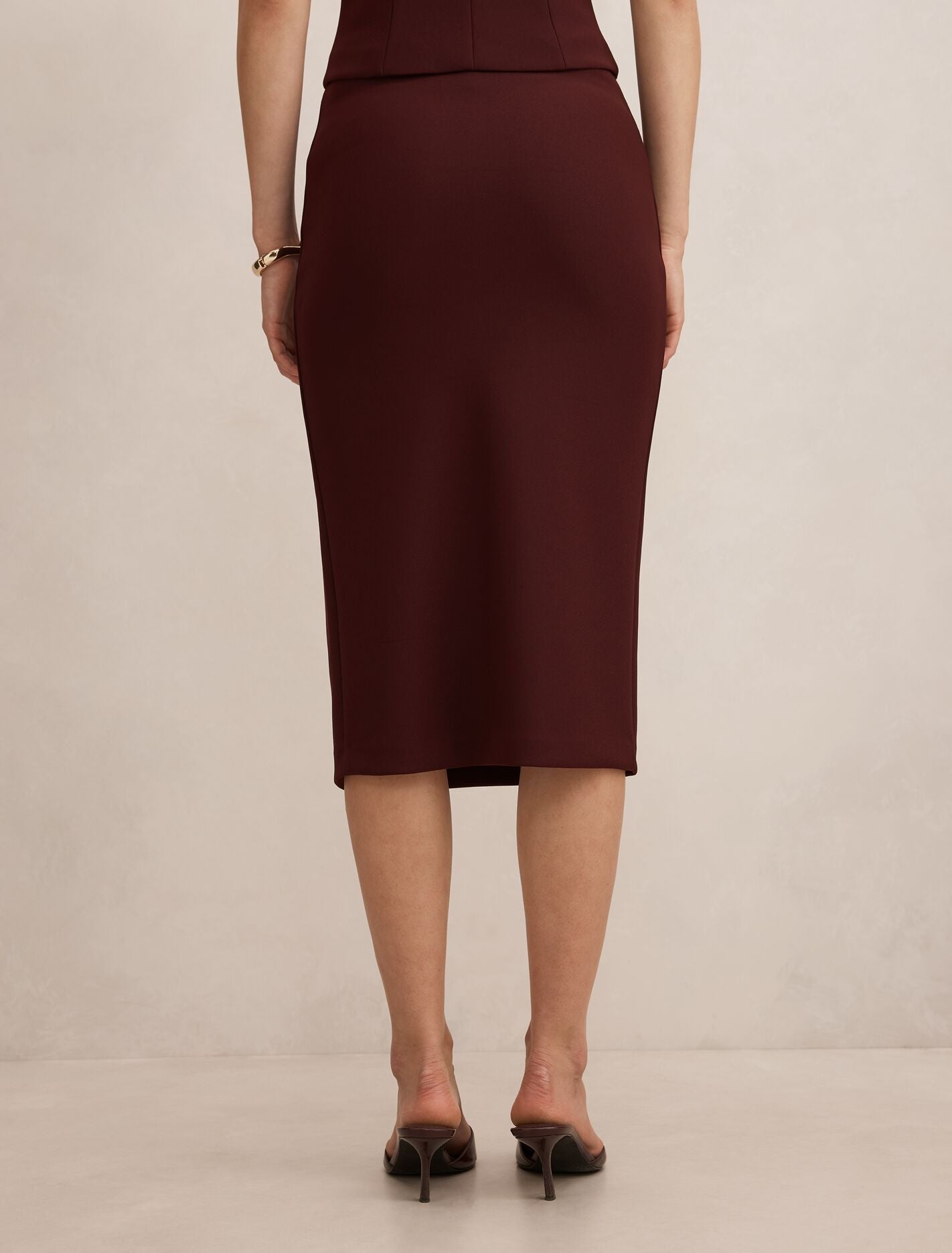 Lacey Crepe Split Midi Skirt Forever New