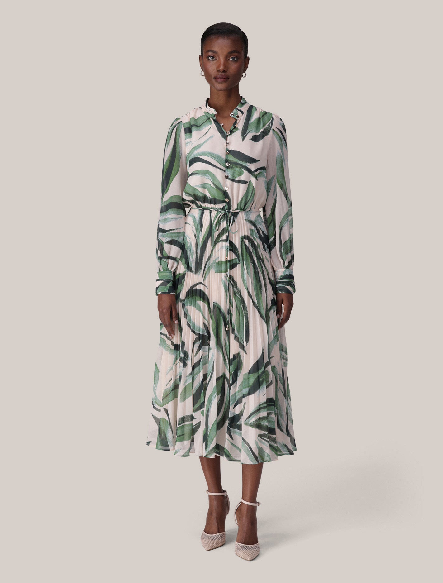 Annabel Button Through Midi Dress Ionia Abstract Forever New