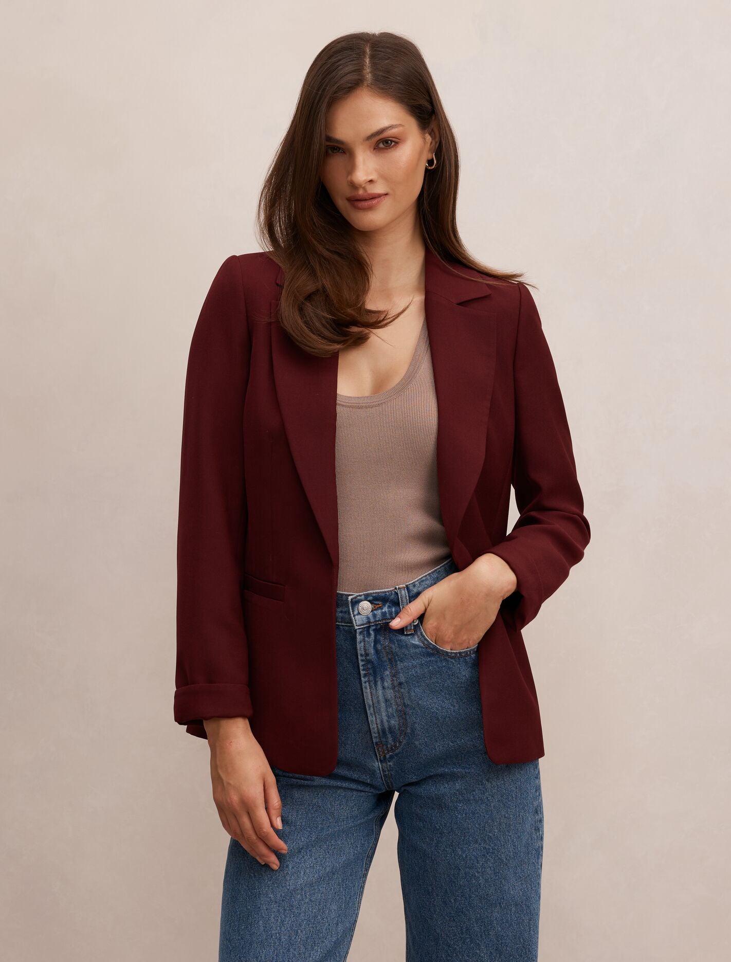 Dylan Boyfriend Blazer Merlot Forever New