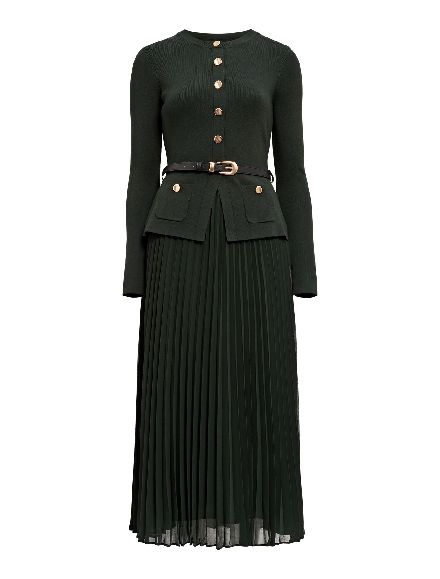 Daphne Long Sleeve Midi Dress Deep Green | Forever New