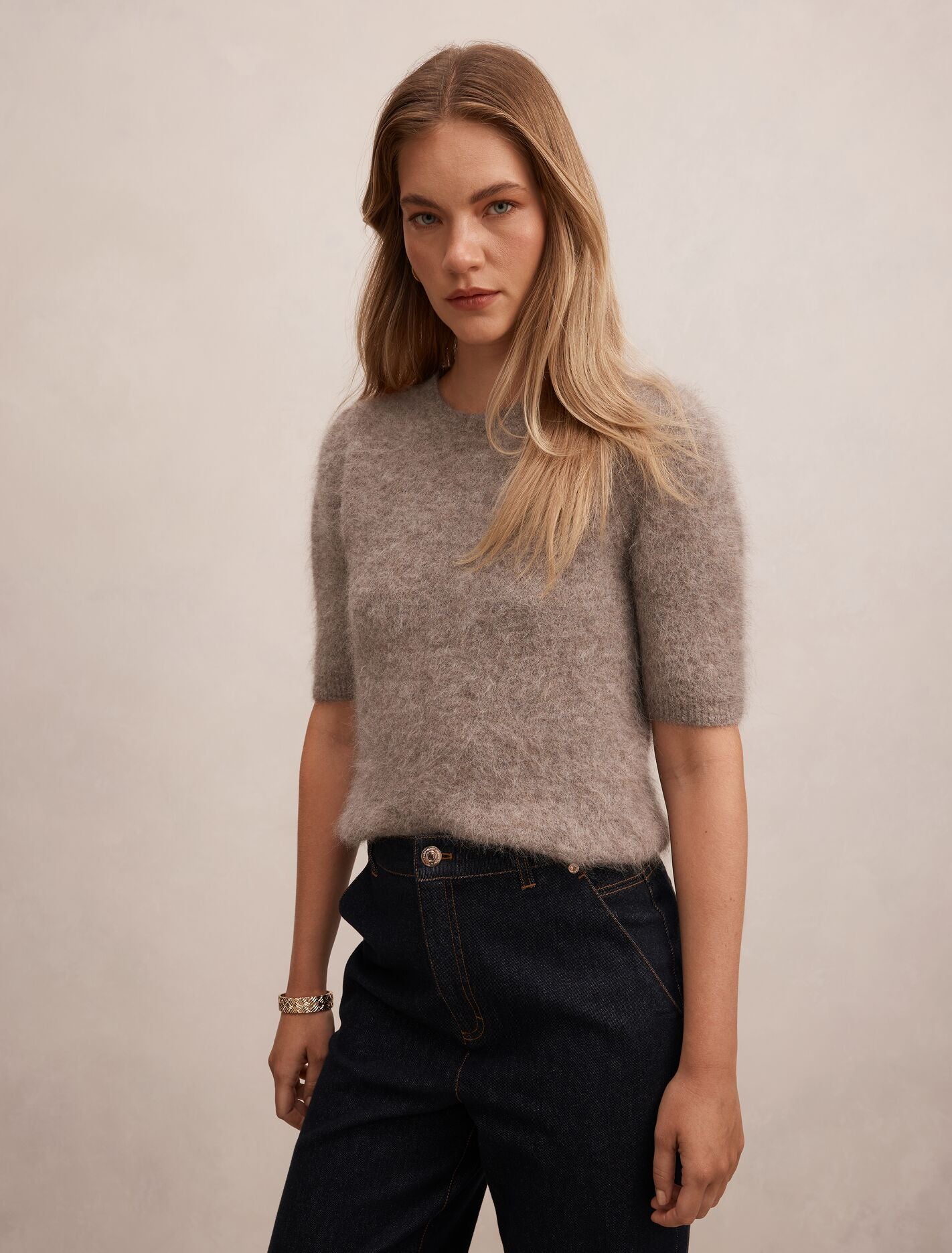 Giselle Short Sleeve Fluffy Knit T-shirt Forever New