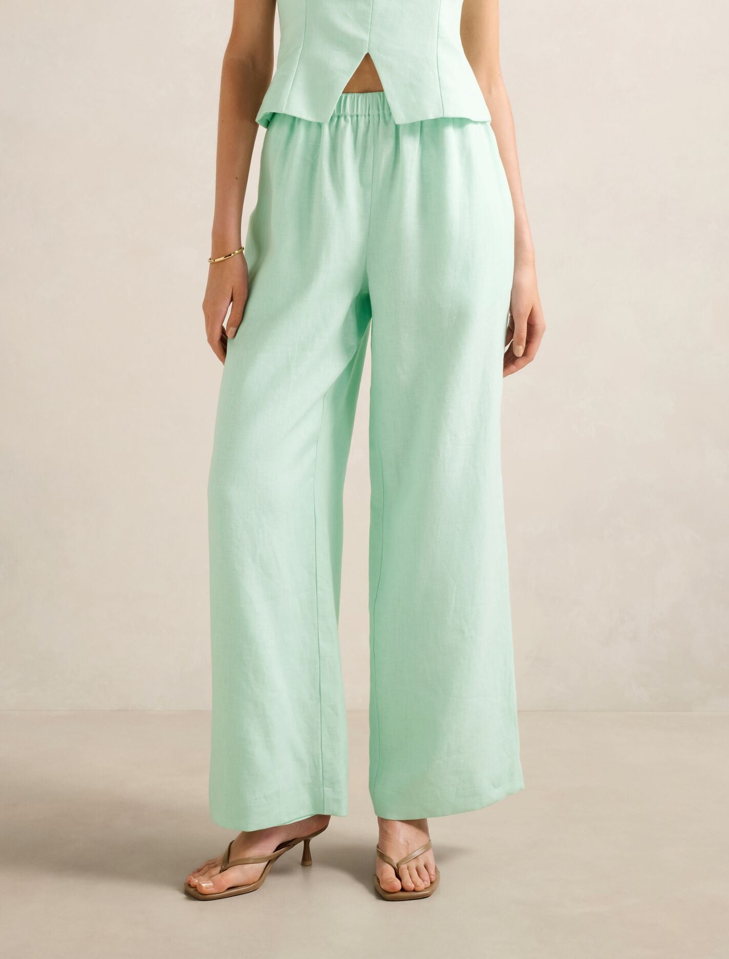 Ally Linen Elastic Wide Leg Pants