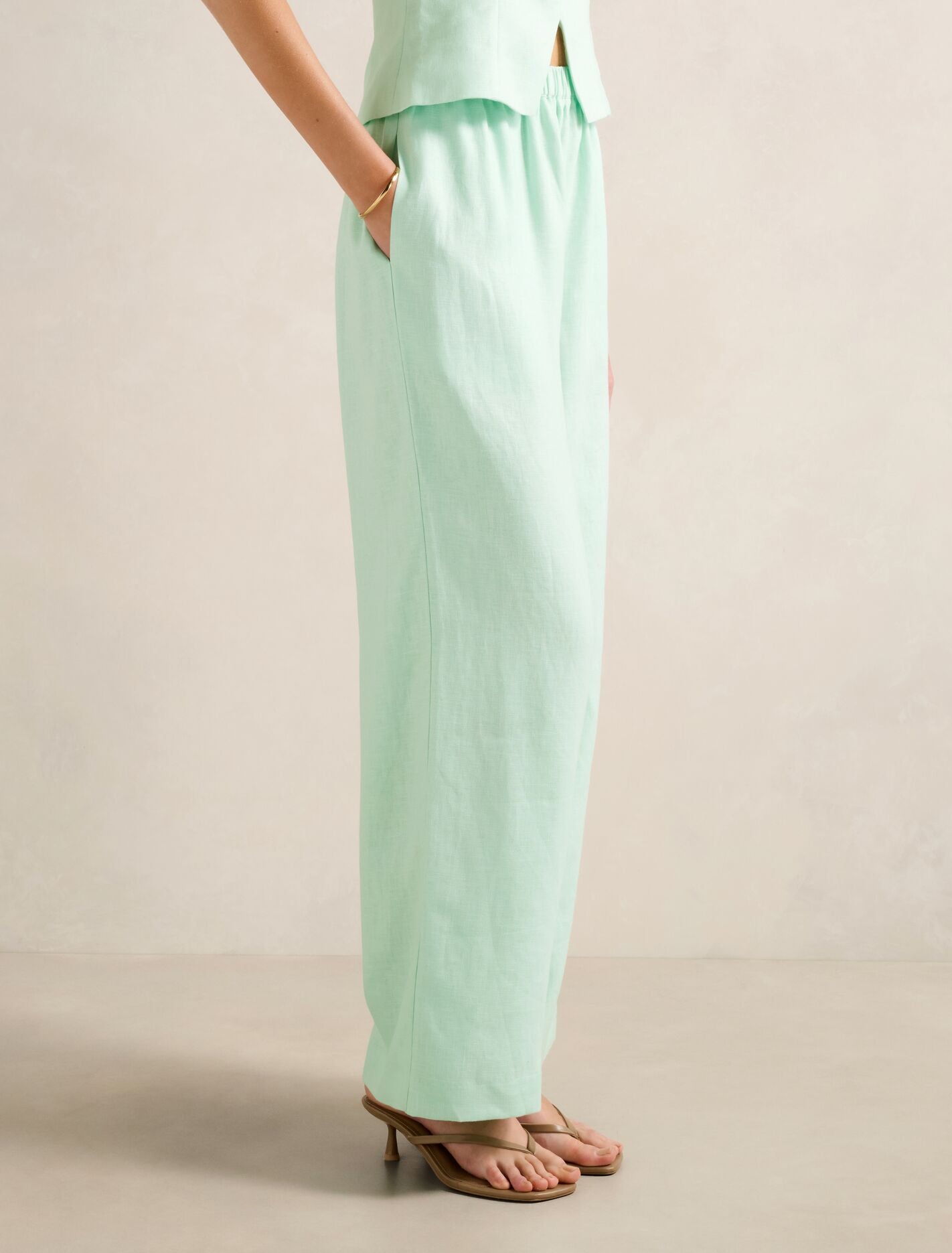 Ally Linen Elastic Wide Leg Pants