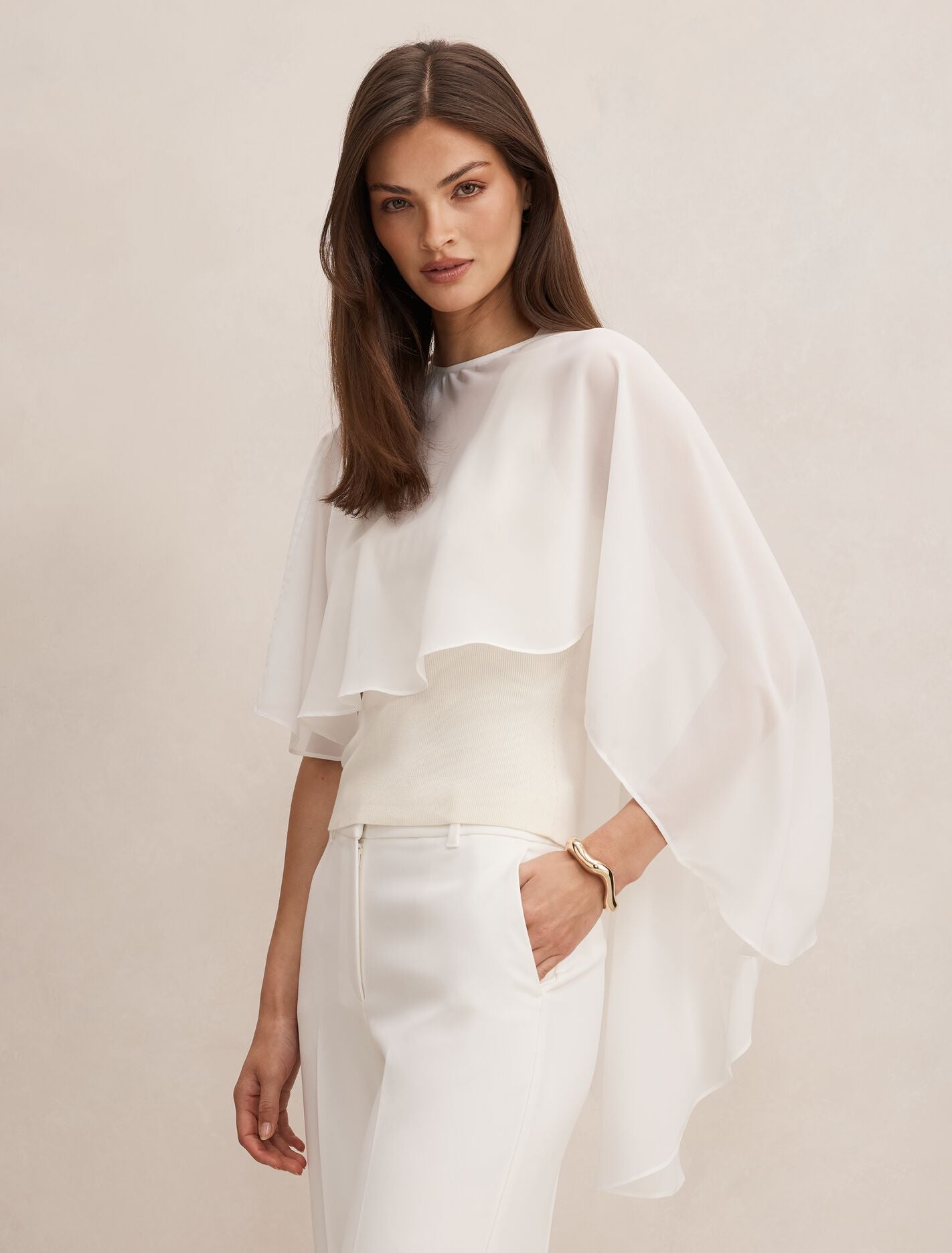 Aria Asymmetrical Chiffon Cape Forever New