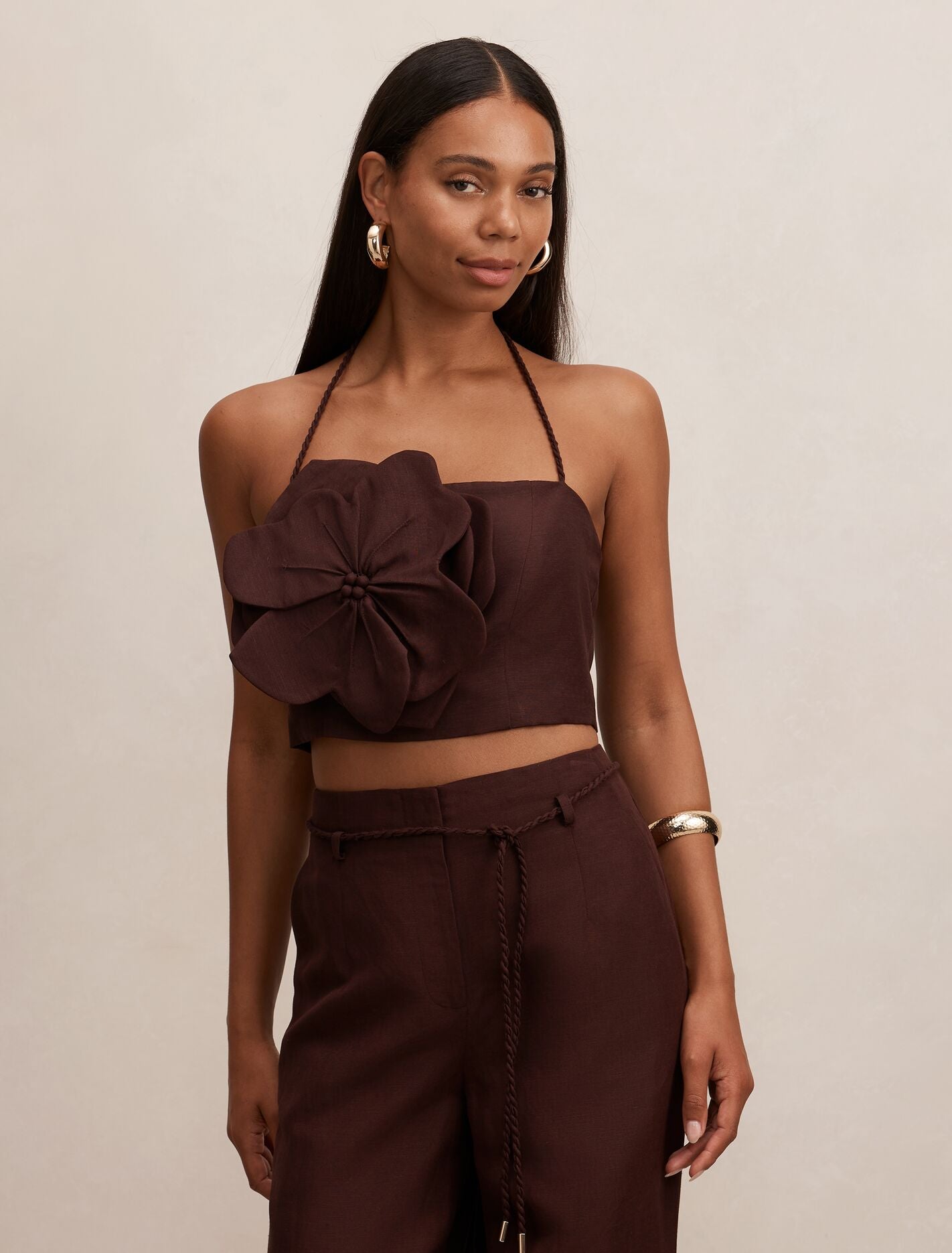 Myla Flower Detail Top Chocolate Set Forever New