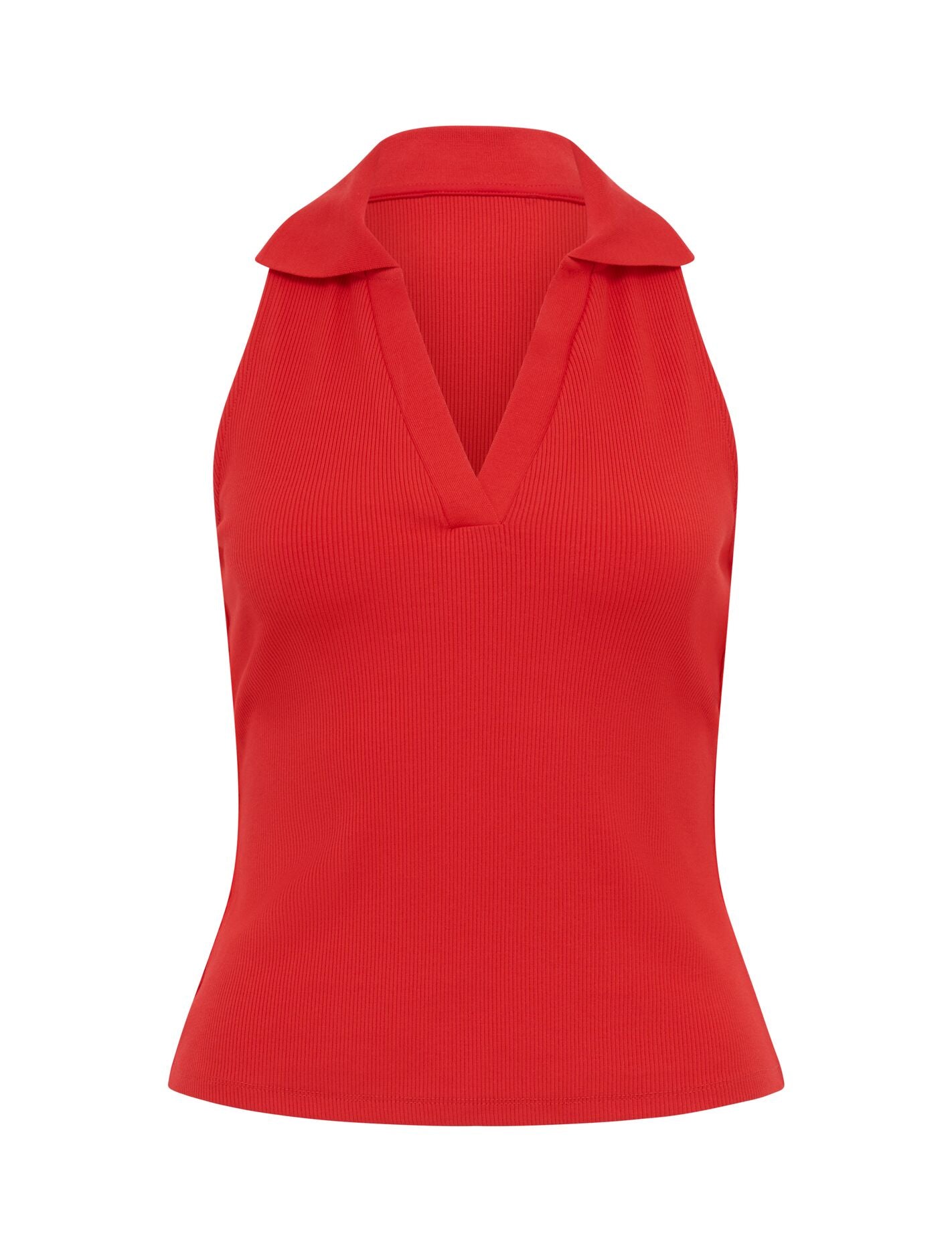 Clover Collared Halter Top Red | Forever New
