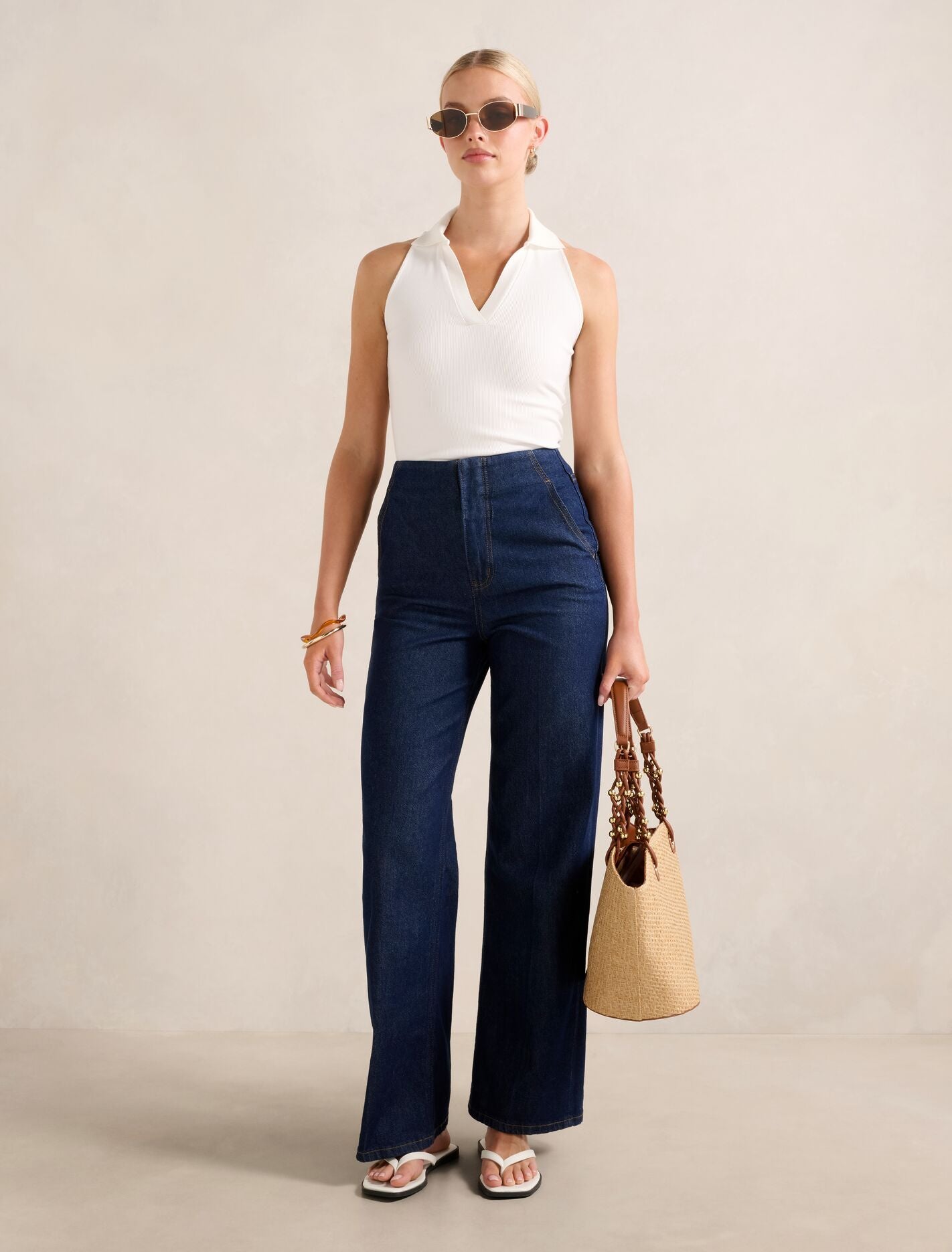 Clover Collared Halter Top Forever New