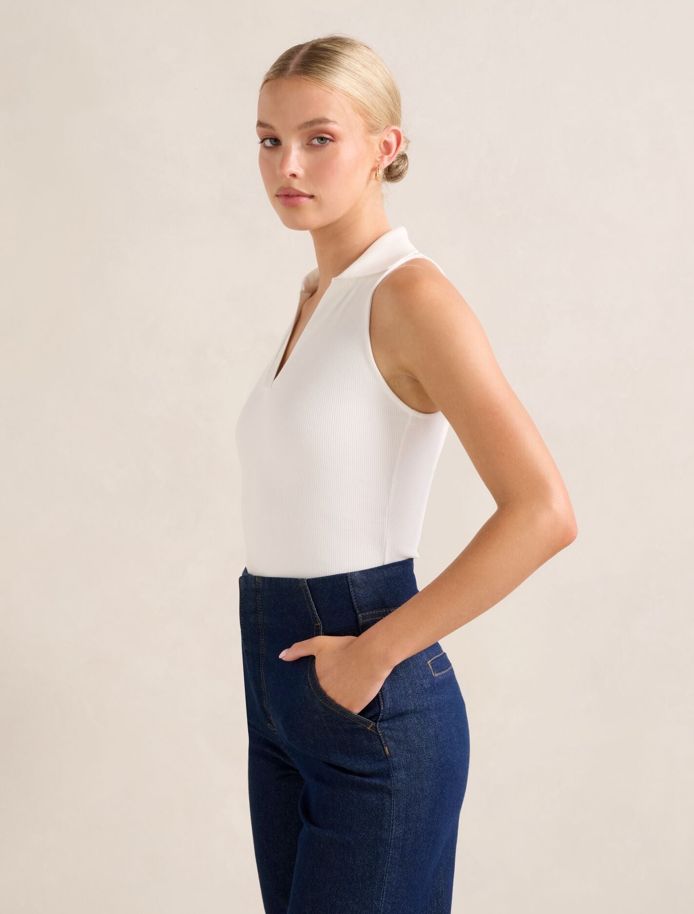 Clover Collared Halter Top Forever New
