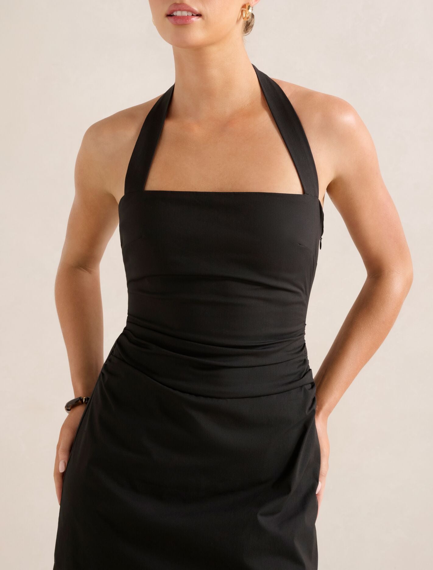 Imogen Stretch Cotton Halter Mini Dress