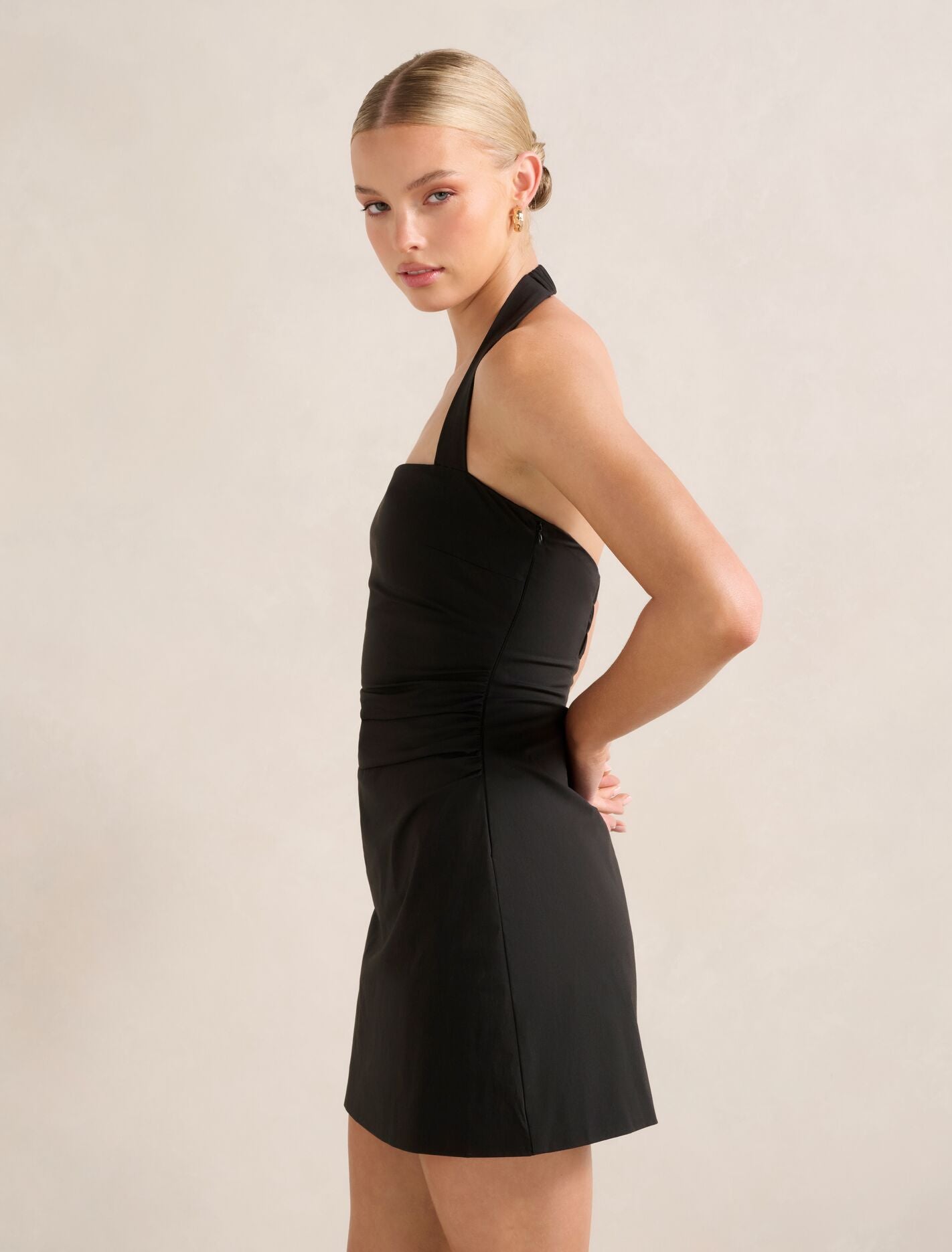 Imogen Stretch Cotton Halter Mini Dress