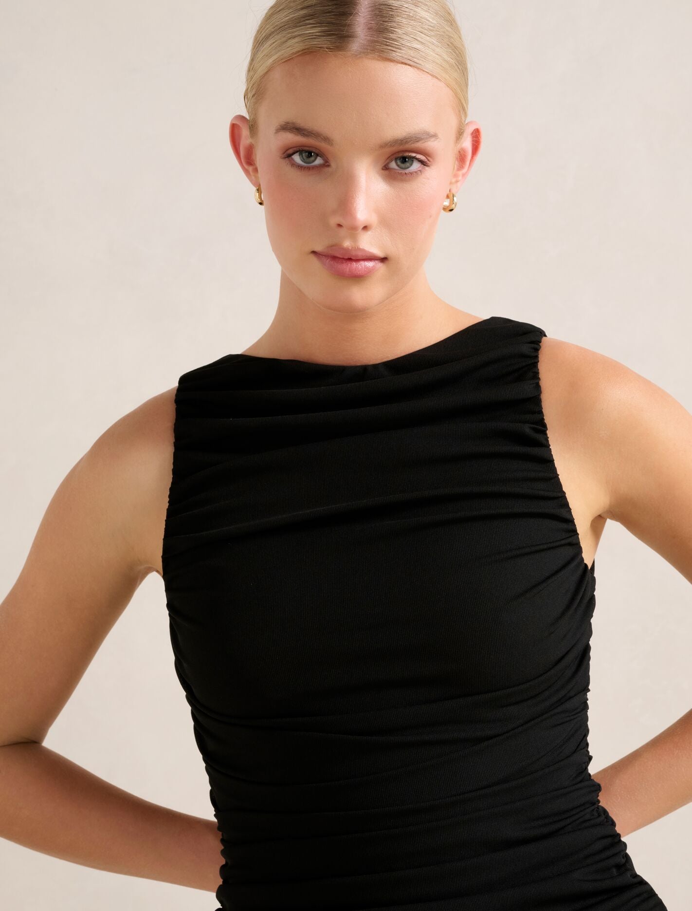 Pippa Ruched Boat Neck Top Forever New