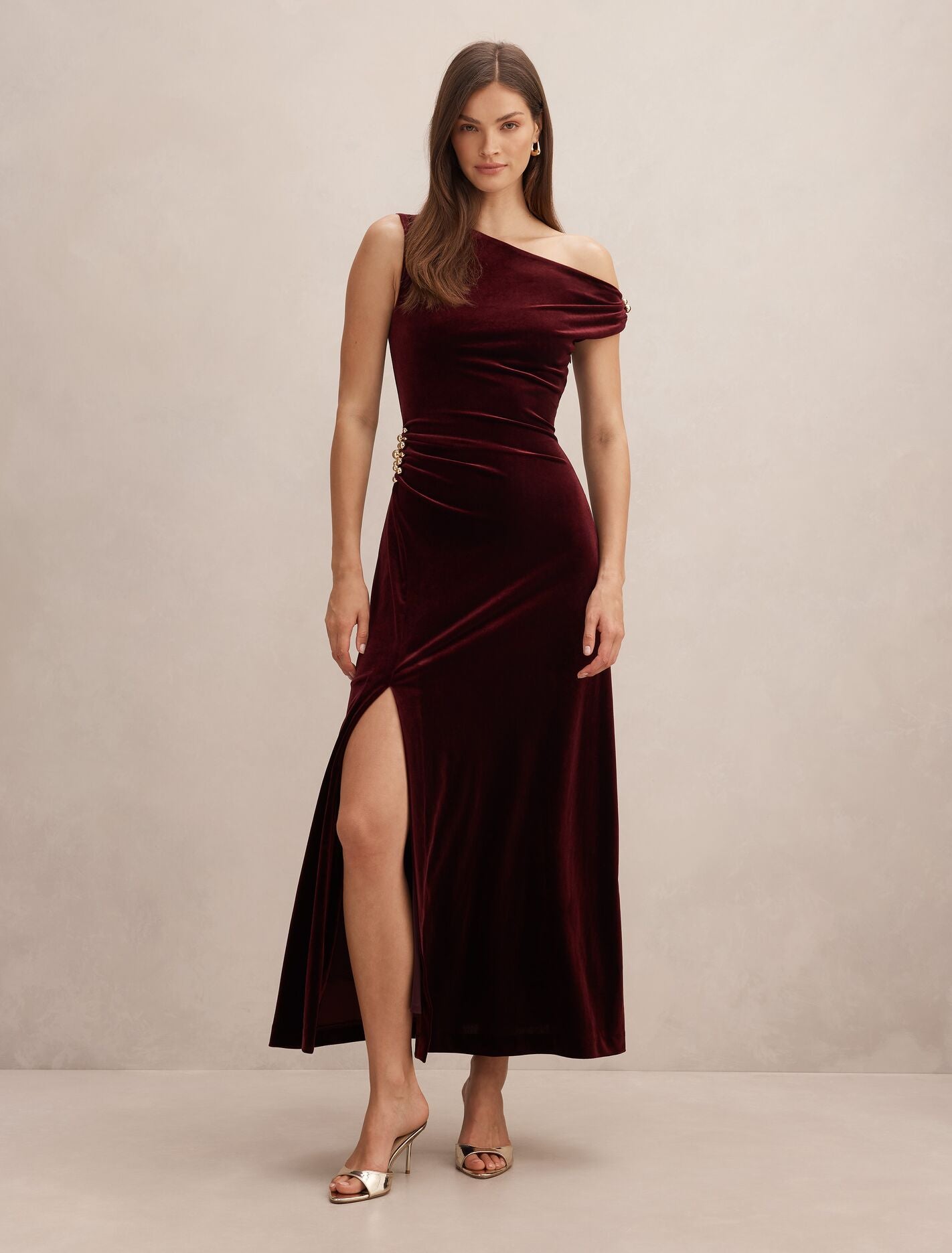 Winslet Off Shoulder Velvet Dress Berry Forever New