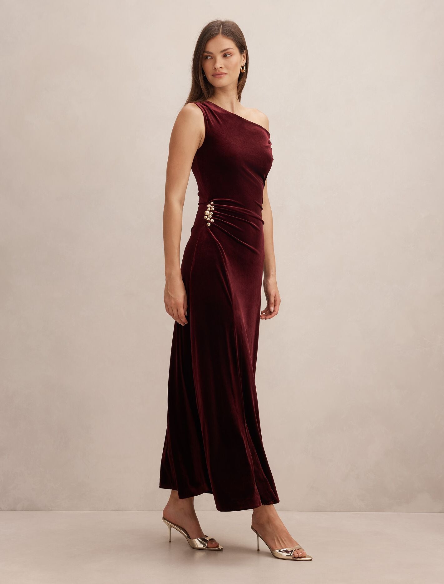 Winslet Off Shoulder Velvet Dress Berry | Forever New