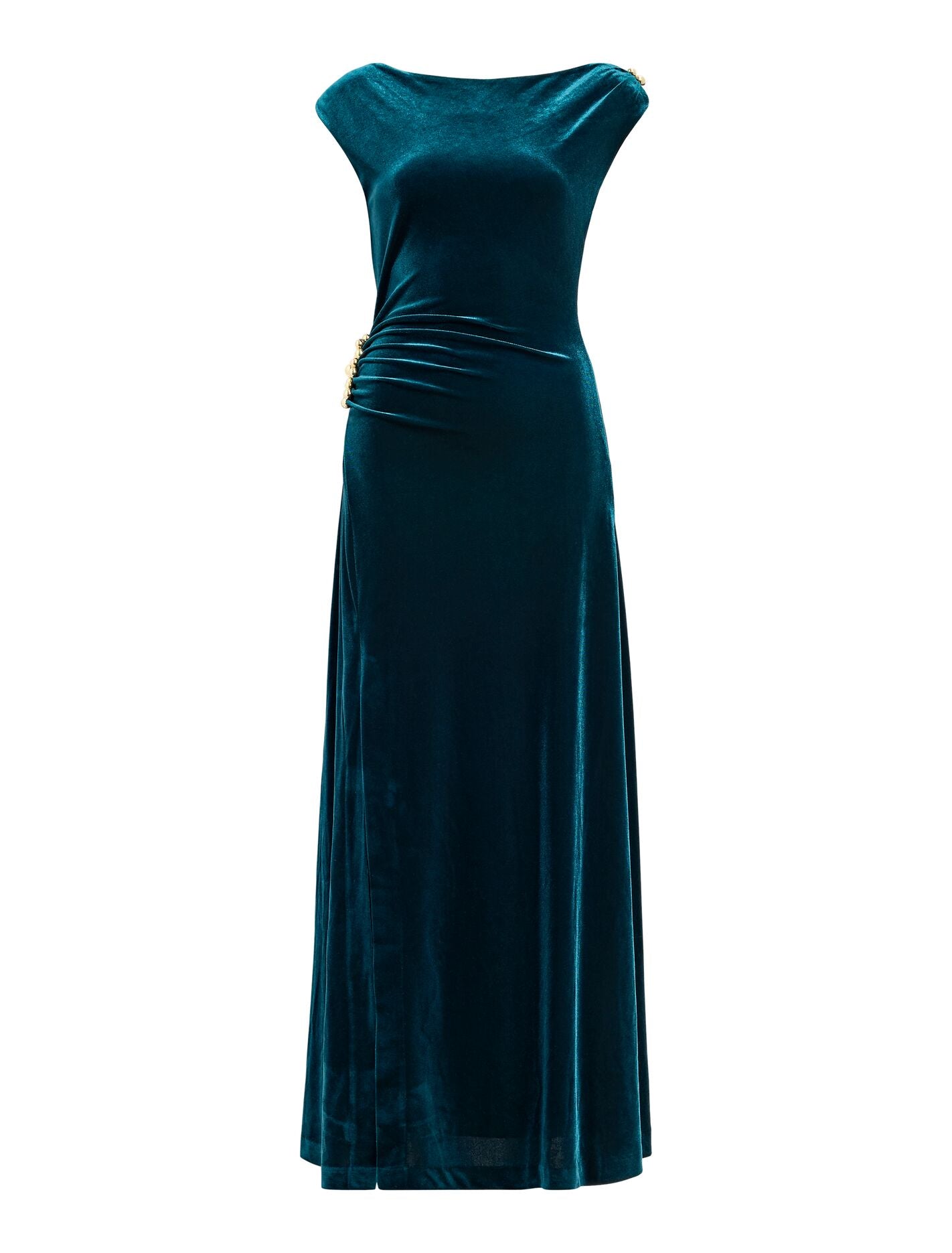 Winslet Off Shoulder Velvet Dress Dark Green | Forever New