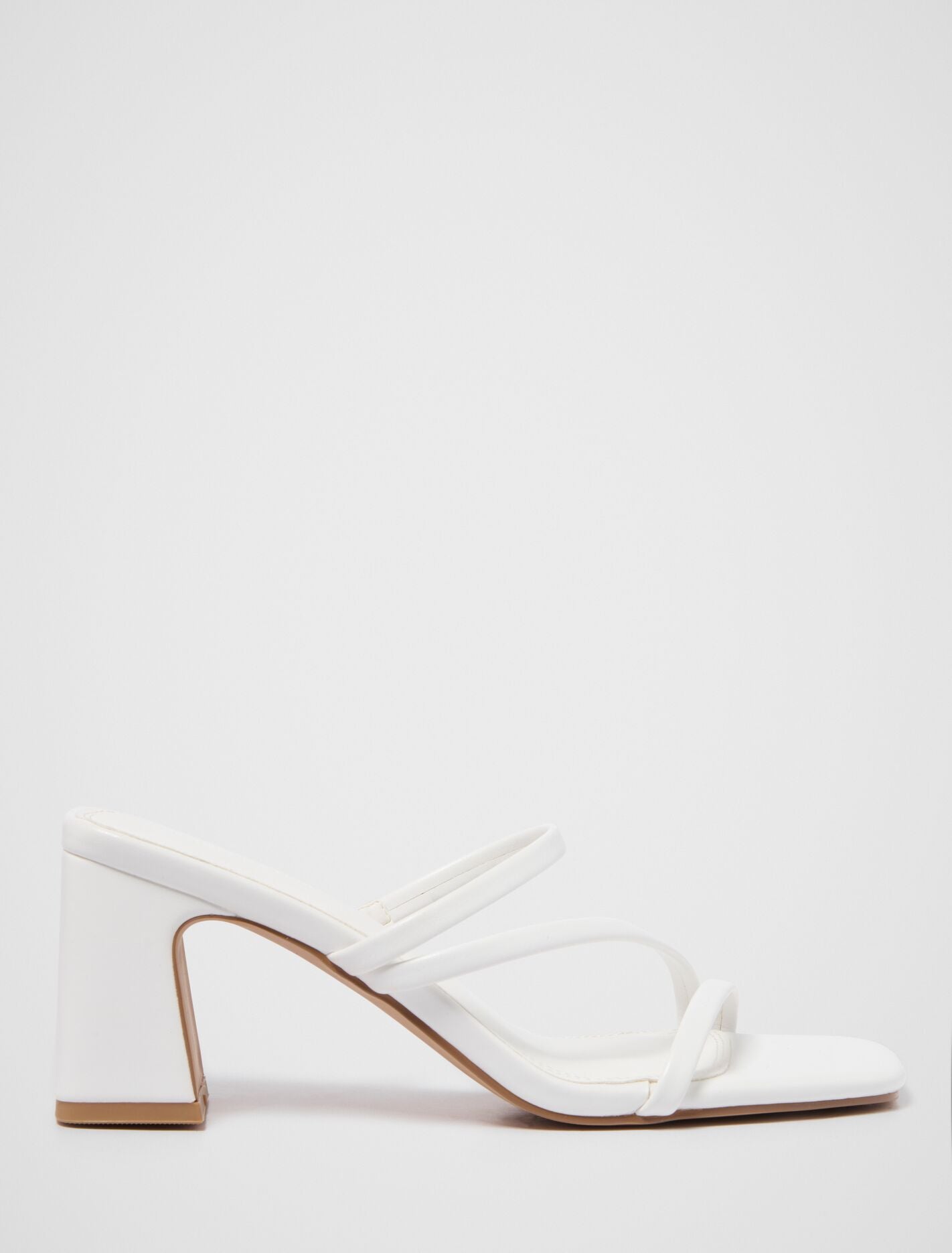 Simone Strappy Mule Block Heel White Forever New