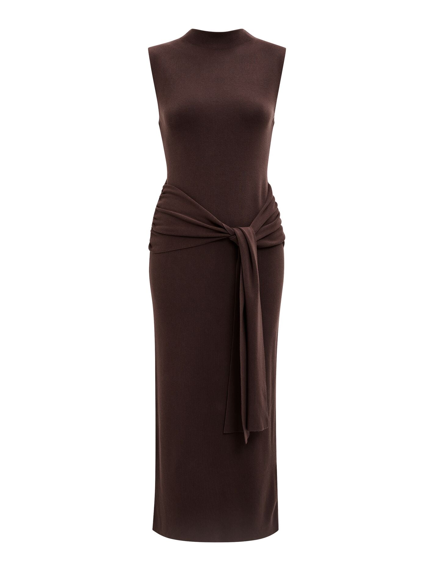 Margot Wrap Detail Knit Midi Dress Mocha | Forever New