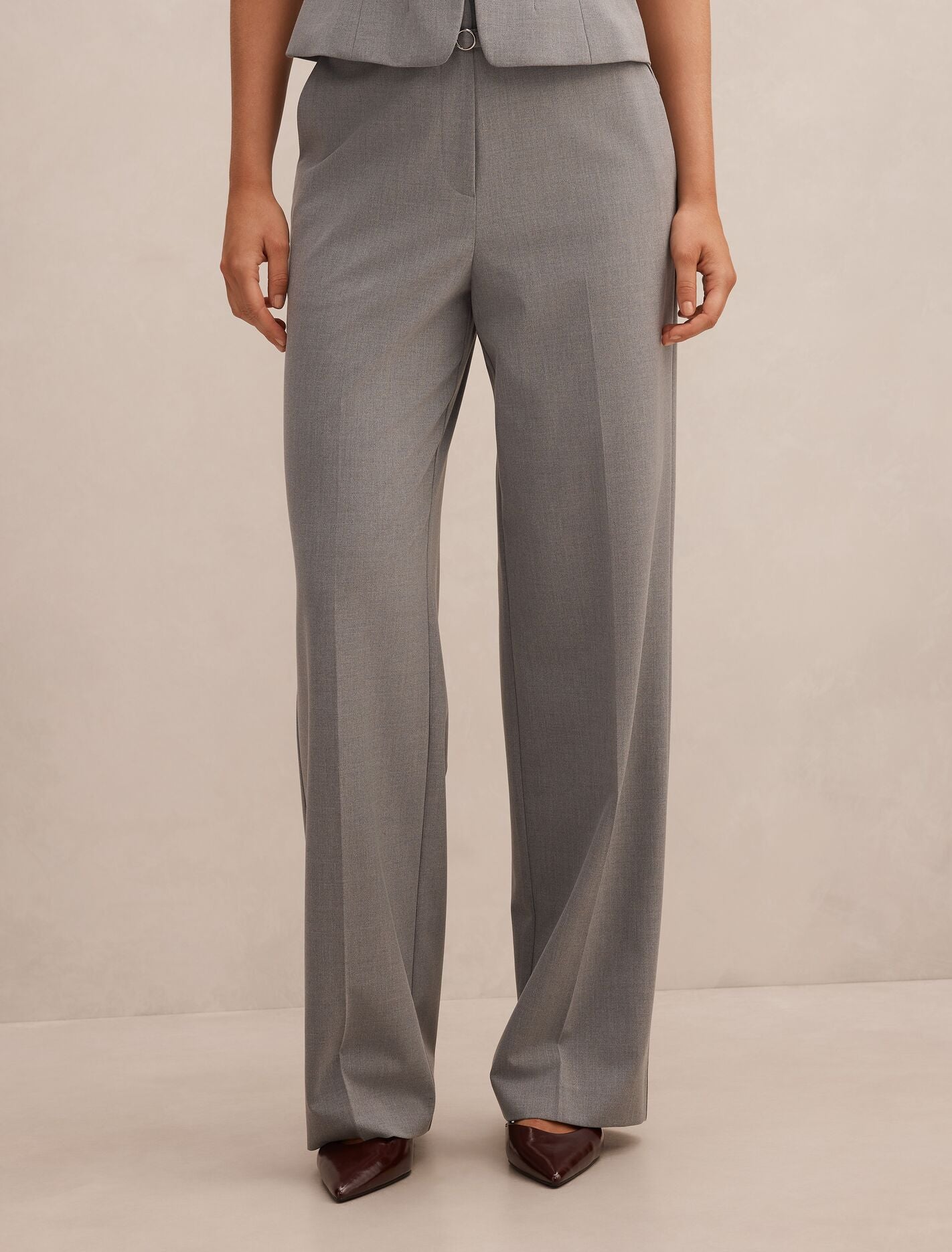 Kyla Belted Straight Leg Pants Grey Forever New