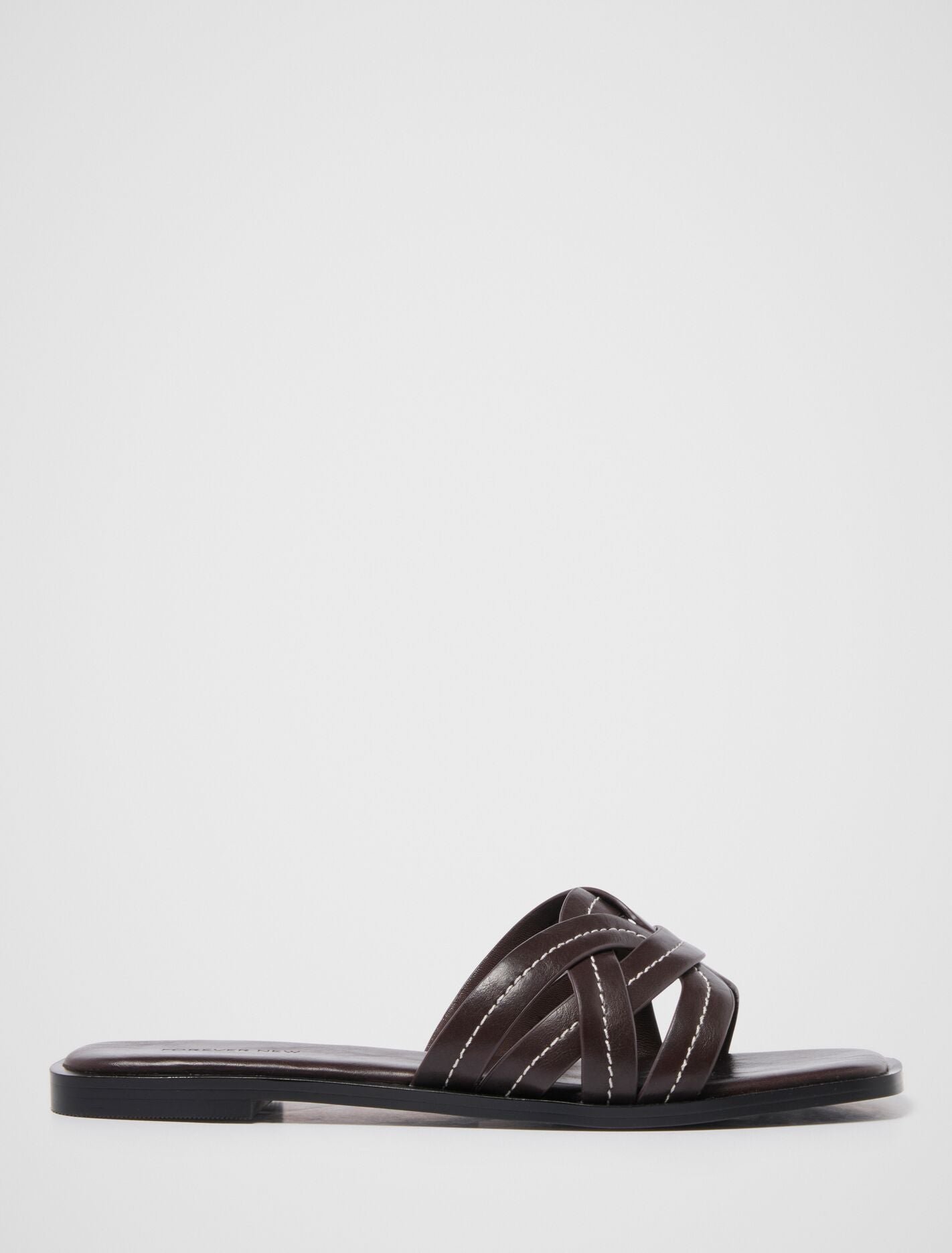 Frannie Interwoven Flat Mule Chocolate Brown Forever New