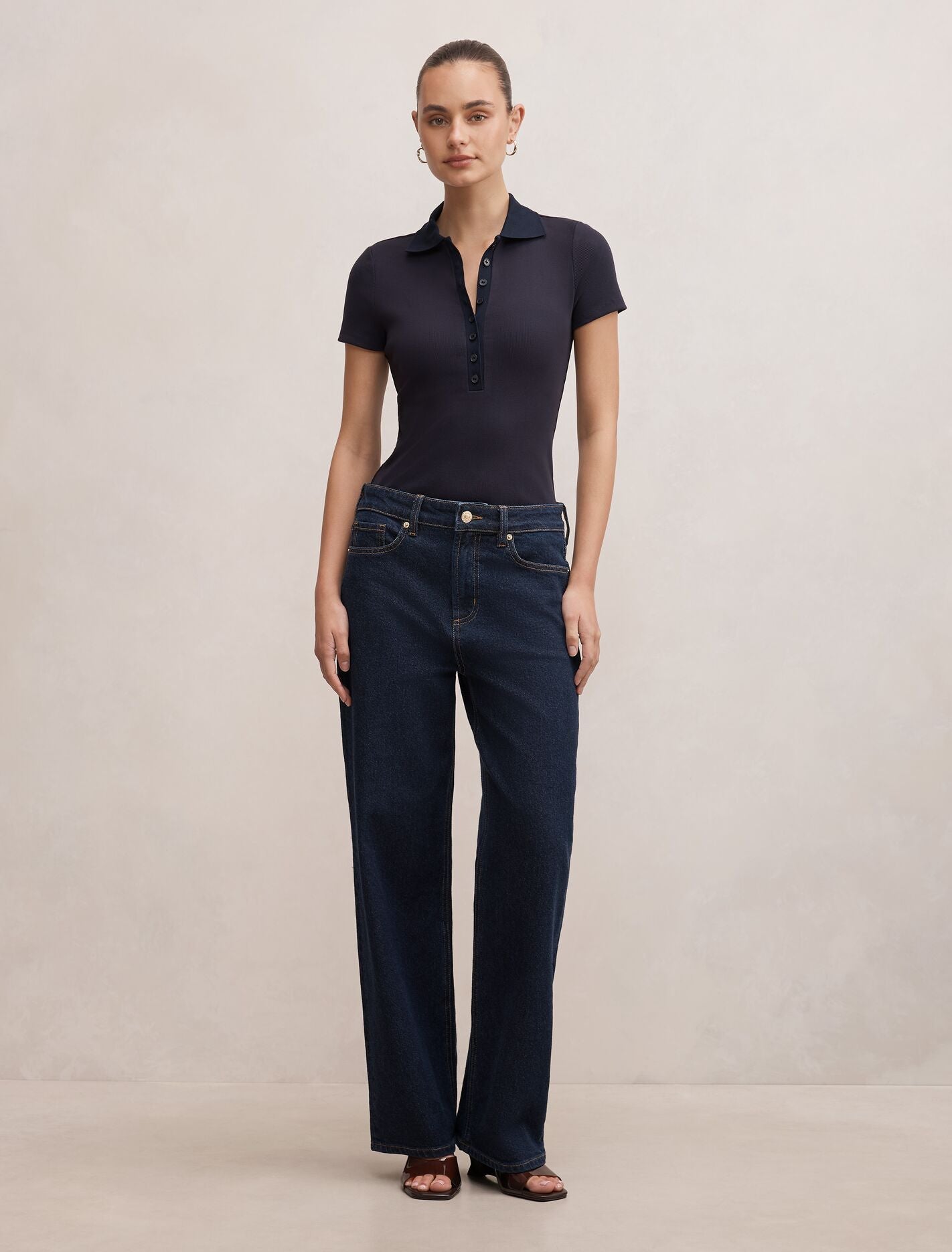Aaliyah Ribbed Polo Top Forever New