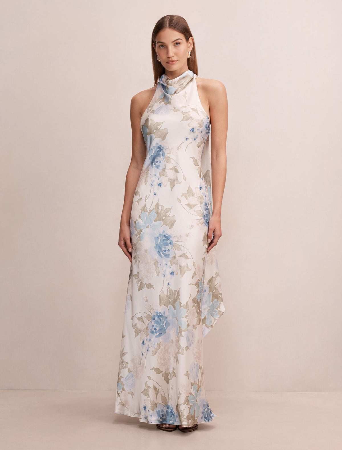 Clementine High Neck Satin Maxi Dress