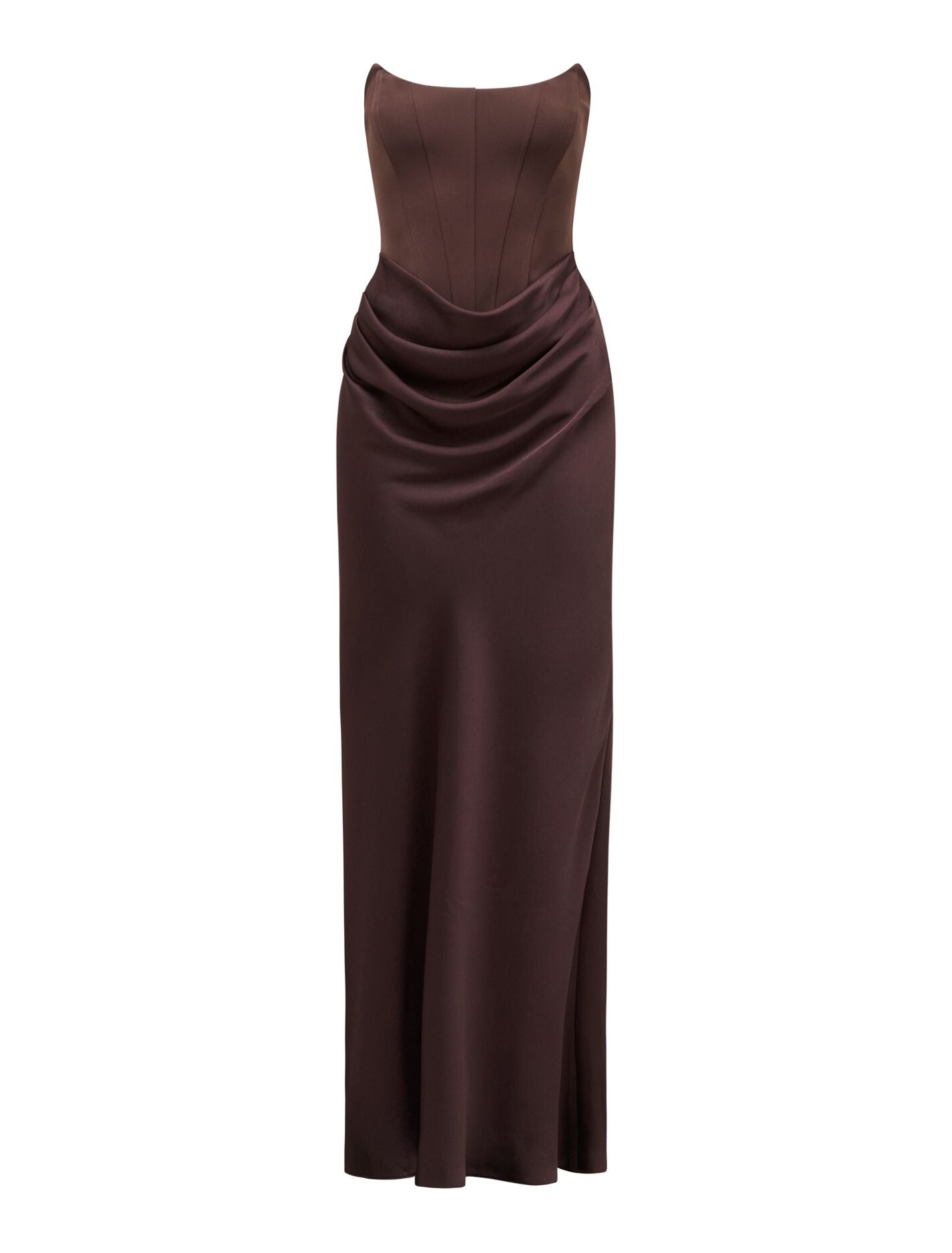 Isra Drape Strapless Maxi Dress Dark Chocolate | Forever New