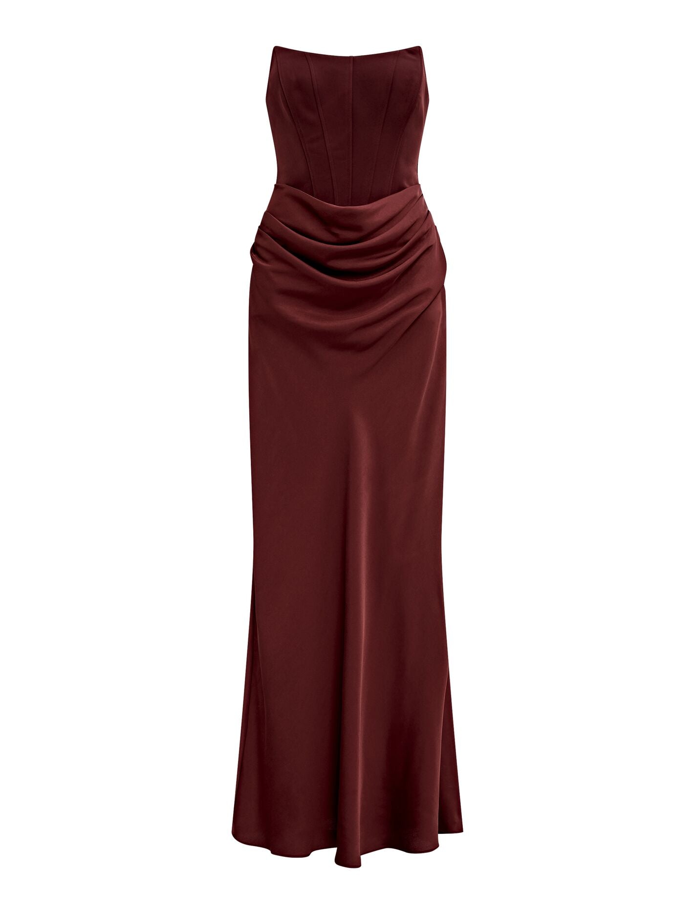 Isra Drape Strapless Maxi Dress Vintage Merlot | Forever New