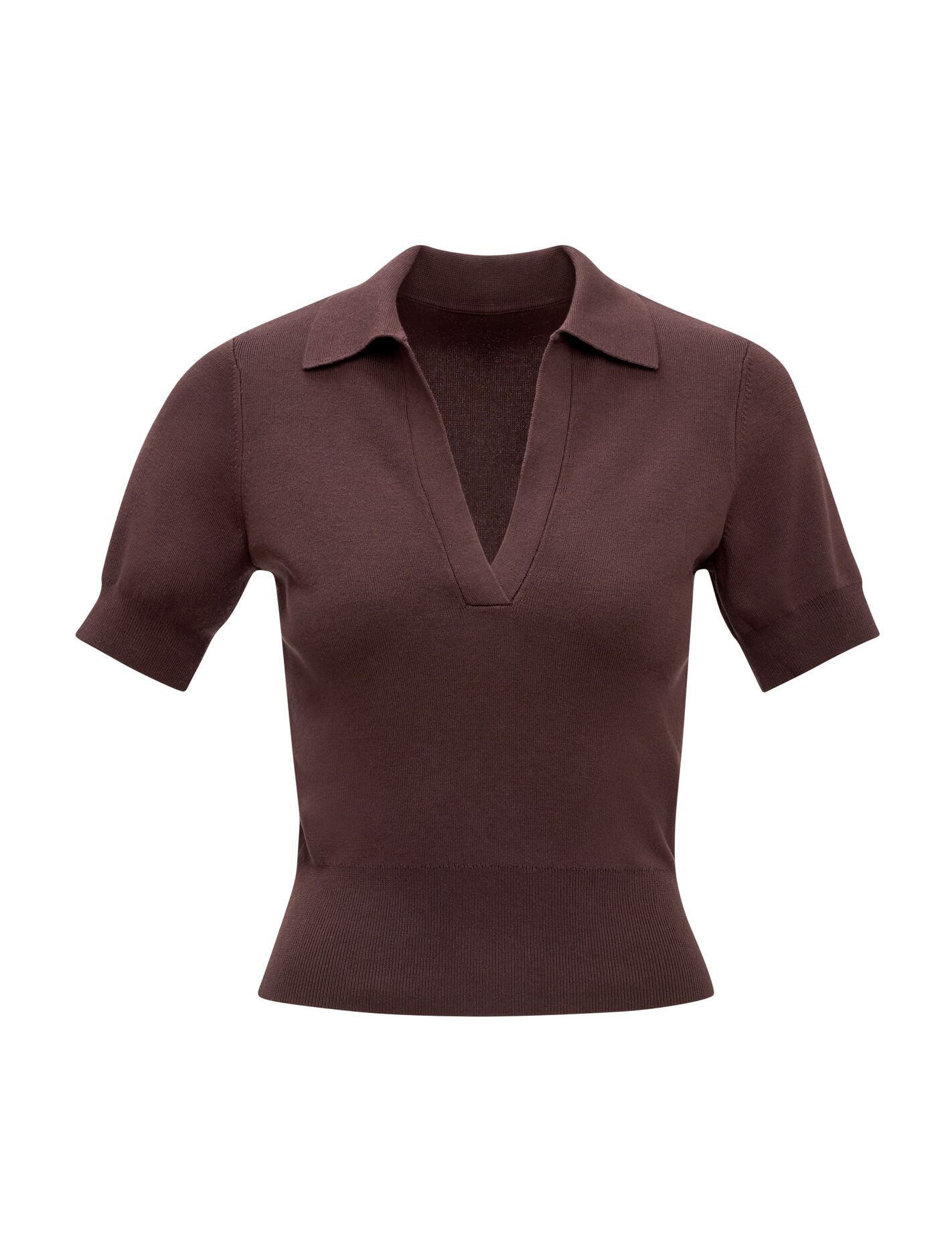 Gia Knit Polo Top Chocolate | Forever New