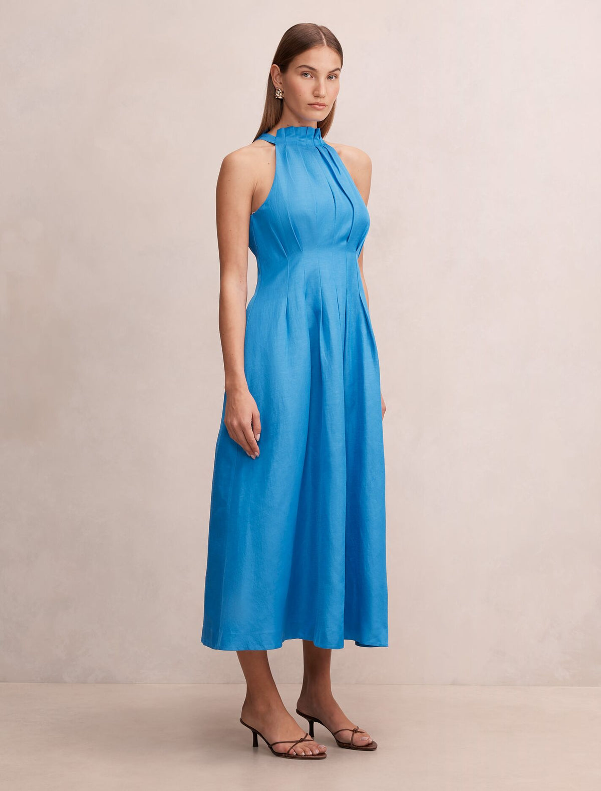 Miller Pleat Halter Midi Dress