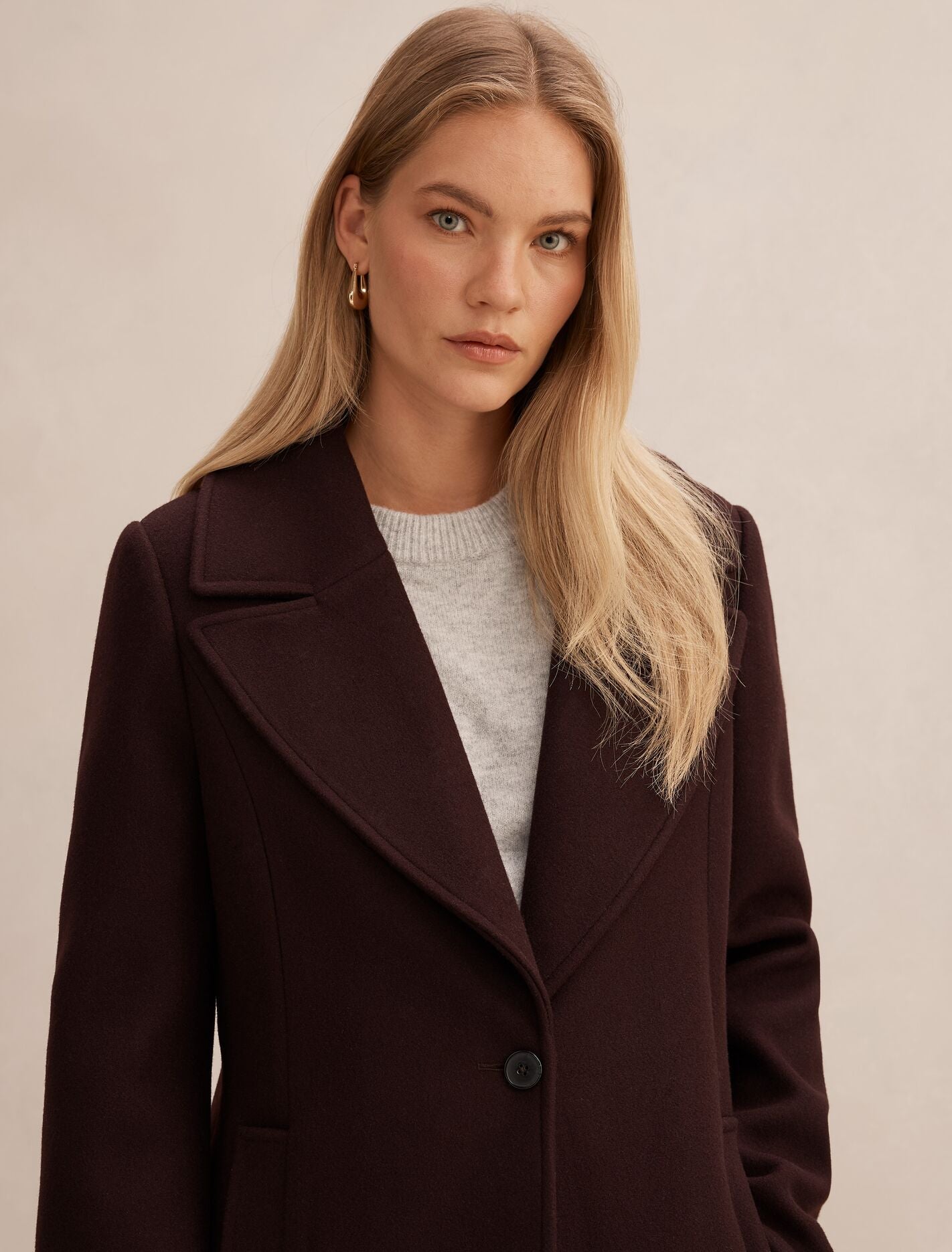 Danielle Single Breasted Coat Berry | Forever New
