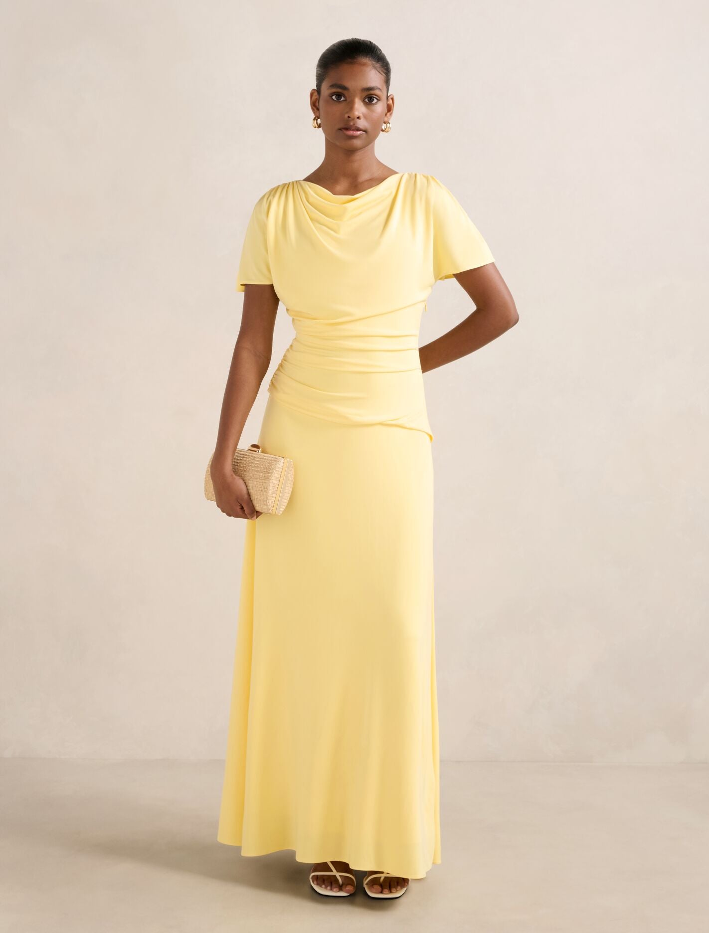 Gemini Dress Petite High Neck Jersey Spring Daffodil Forever New