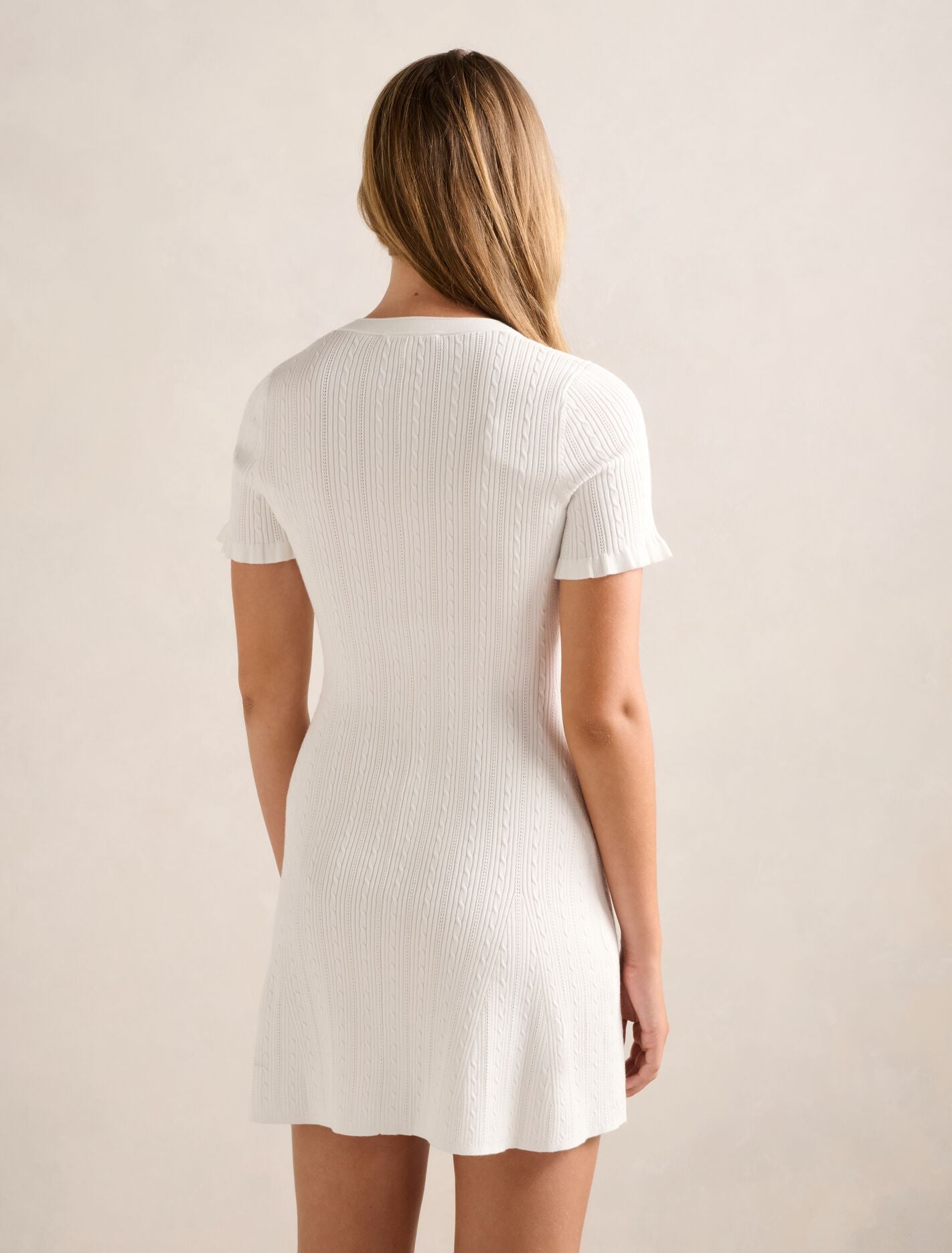 Violetta Stitch Interest Mini Dress Cream | Forever New