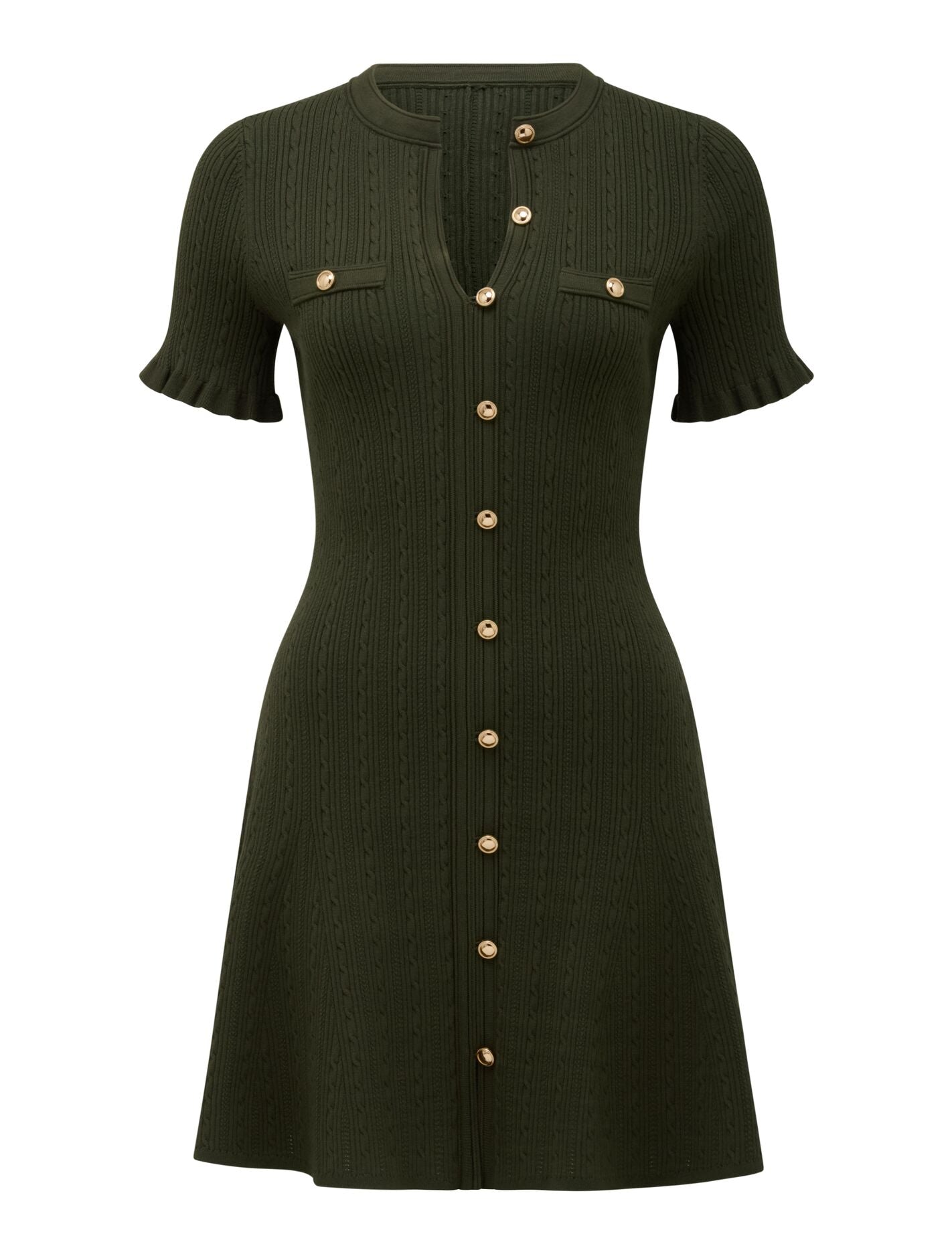 Violetta Stitch Interest Mini Dress Khaki | Forever New