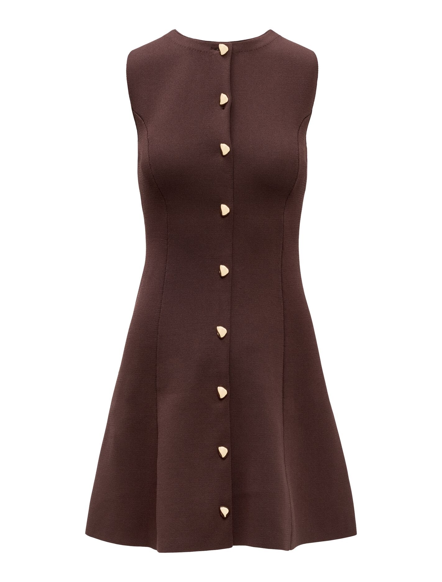 【最終値下げ！】Paneled Flared Knit Mini Dress Lucienne Fit And Flare Mini Dress Chocolate | Forever New