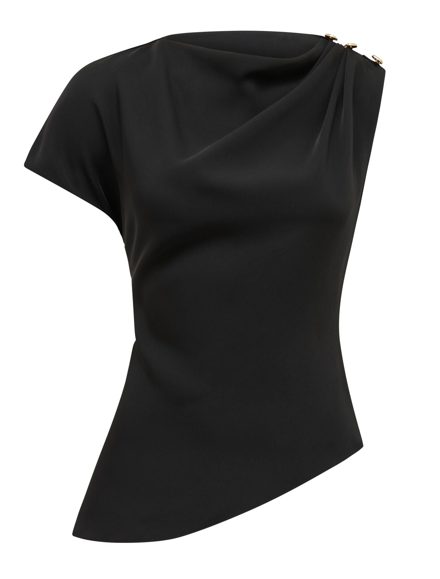 Aubery Asymmetric Draped Top Black Forever New