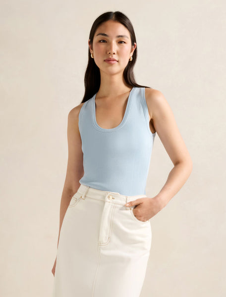 Harley Scoop Neck Tank Top Soft Blue | Forever New