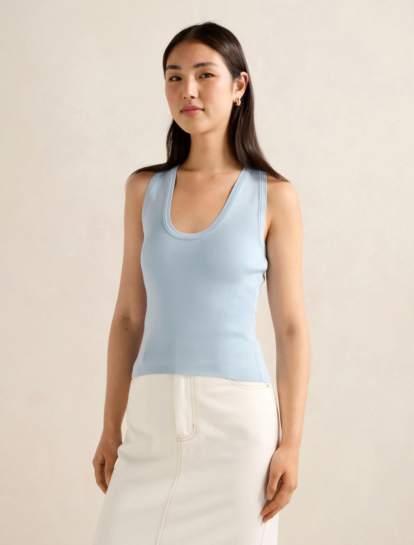 Harley Scoop Neck Tank Top Soft Blue | Forever New