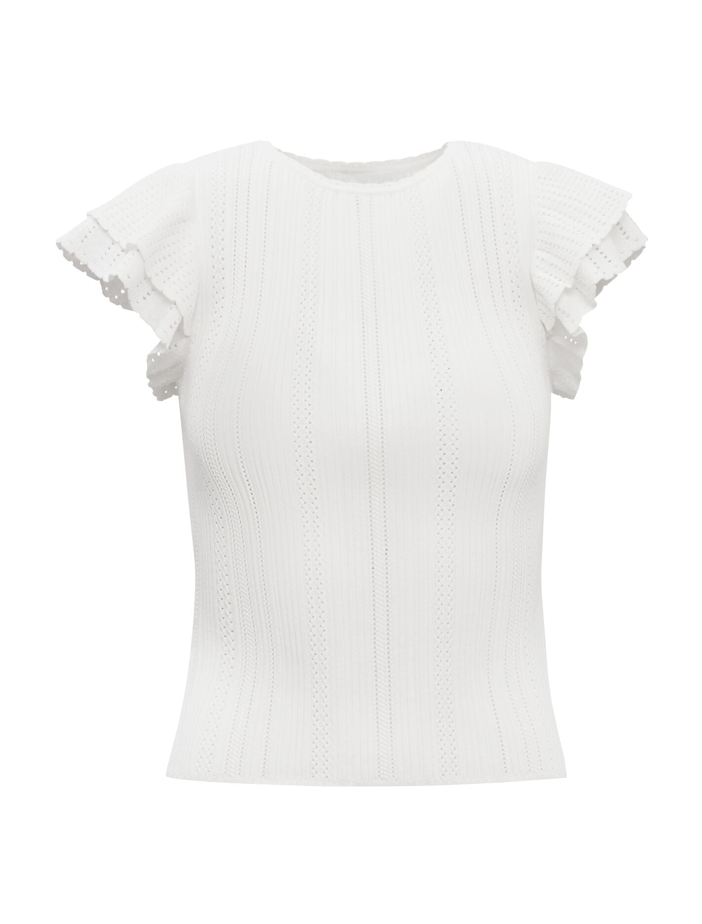 Danielle Flutter Sleeve Knit Top Cream | Forever New
