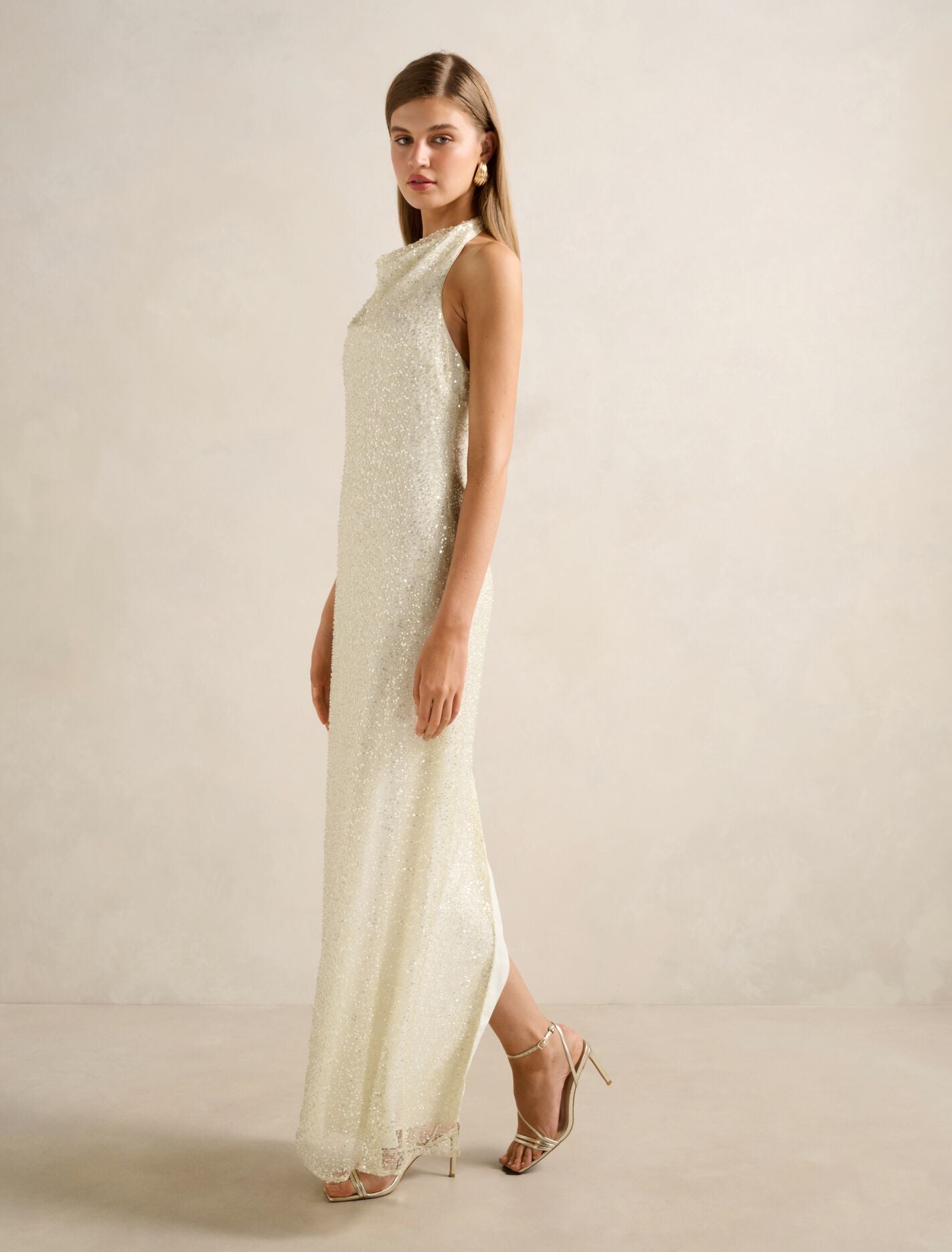 Miranda Sequin Halter Maxi Dress