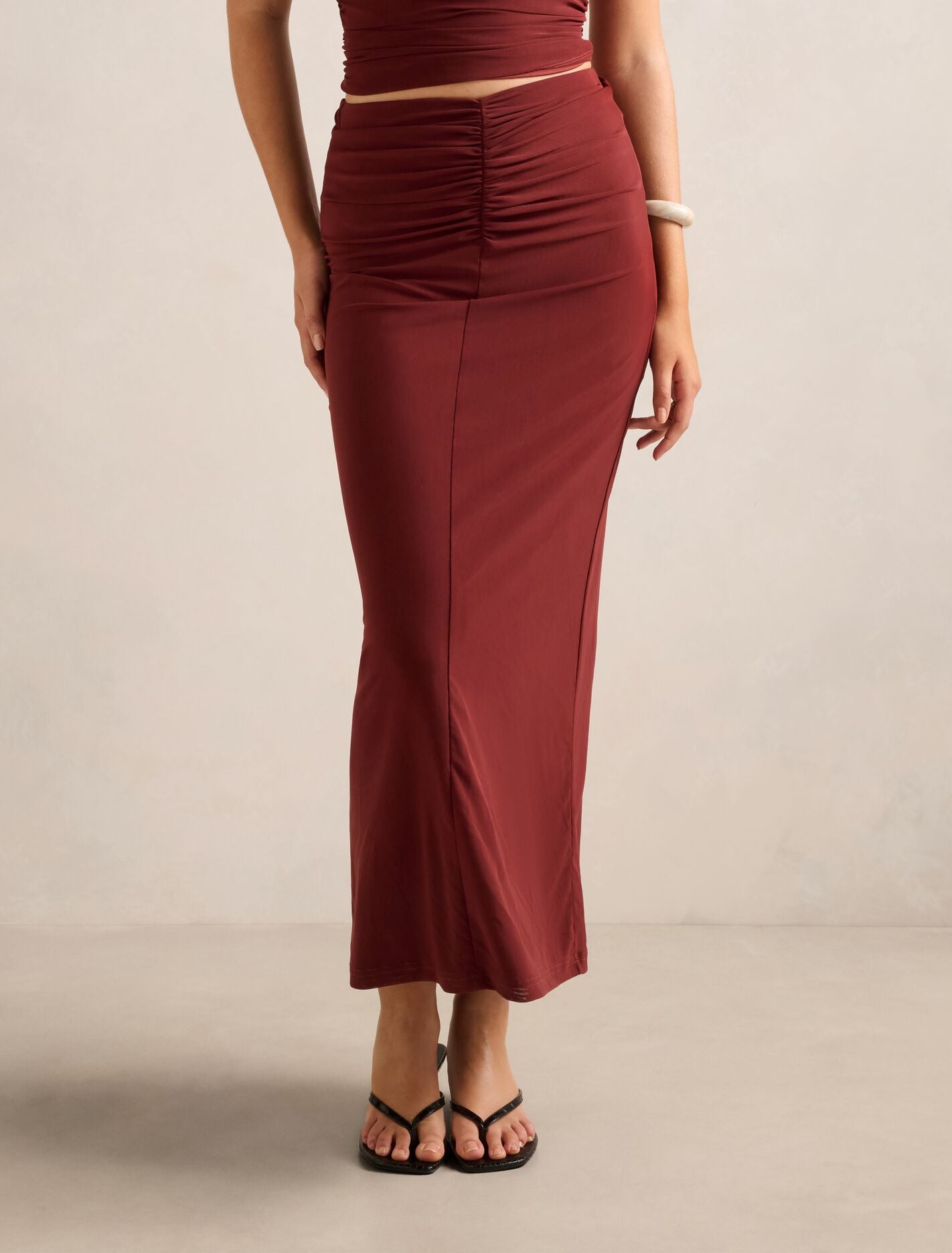 Savannah Ruched Mesh Skirt Rosewood Co-Ord Forever New