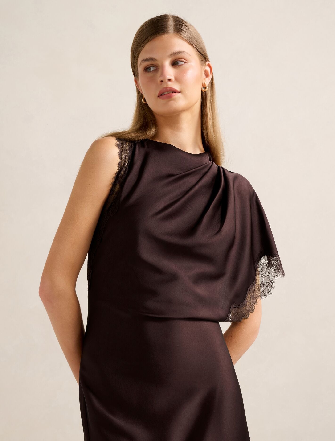 Kody Satin Lace Asym Dress Forever New